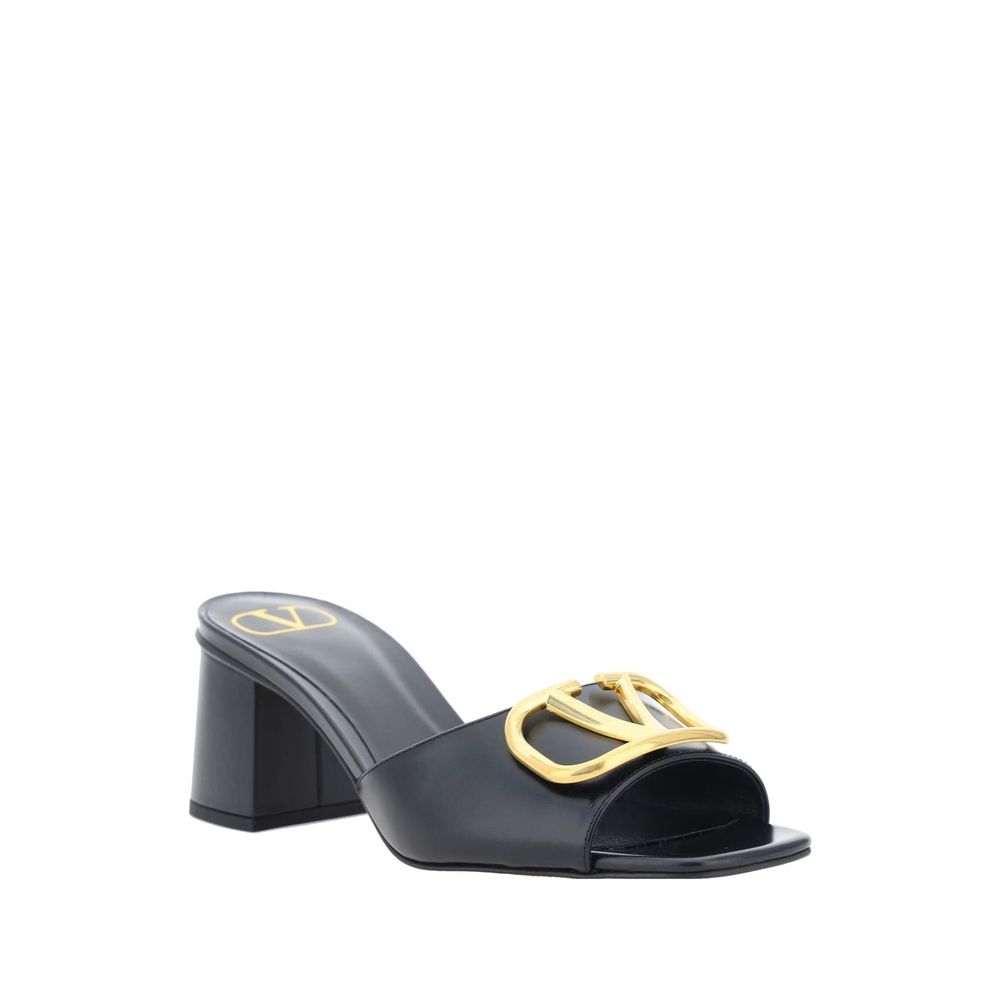 Valentino Garavani Black Calfskin Flat Sandals
