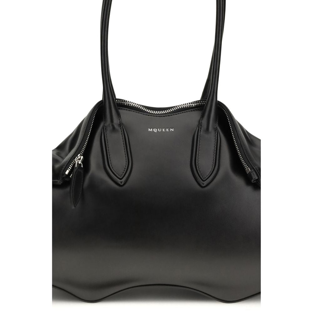Alexander McQueen Black Calf Leather Bos Taurus Shoulder Bag