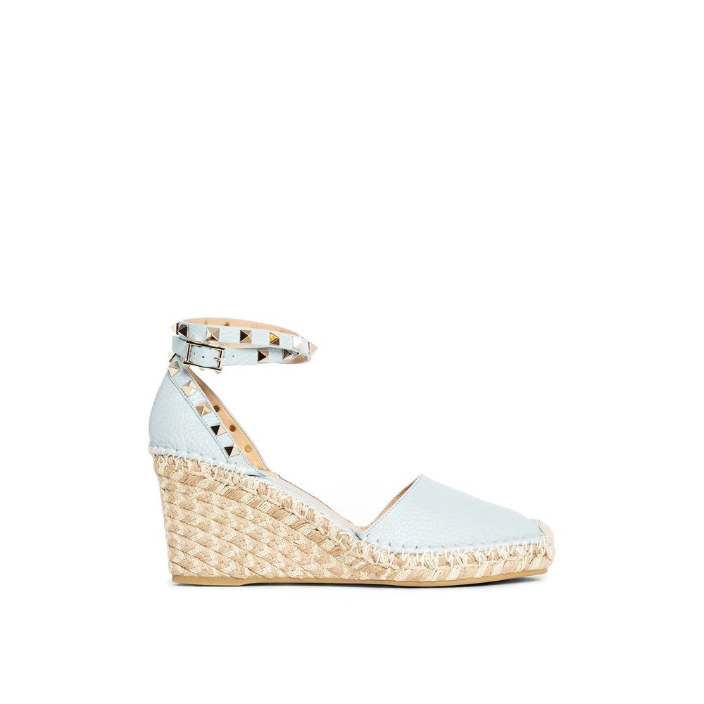 Valentino Garavani Blue Calfskin Wedge Sandals