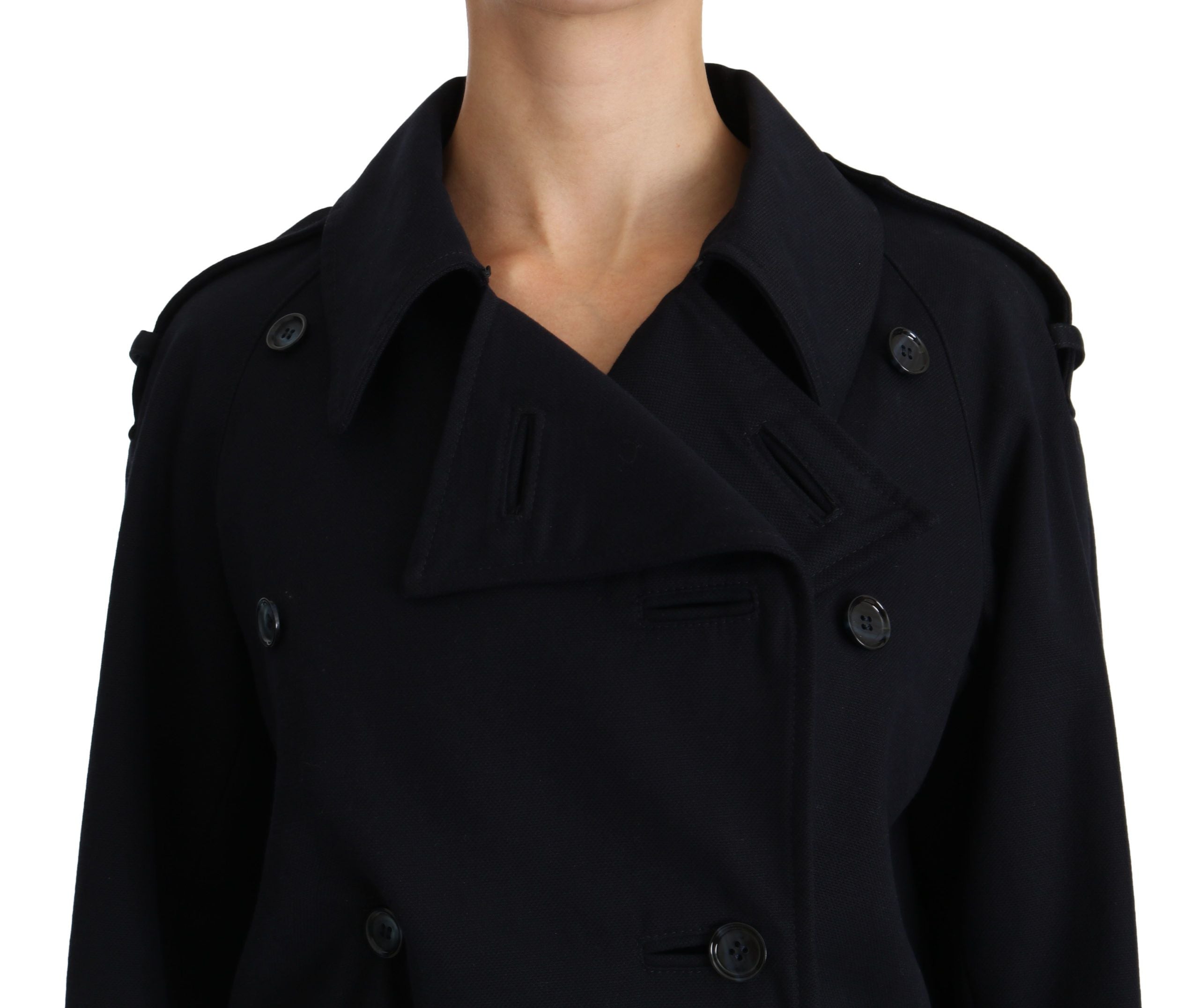Dolce & Gabbana Coat Blue Cotton Women Trench Jacket