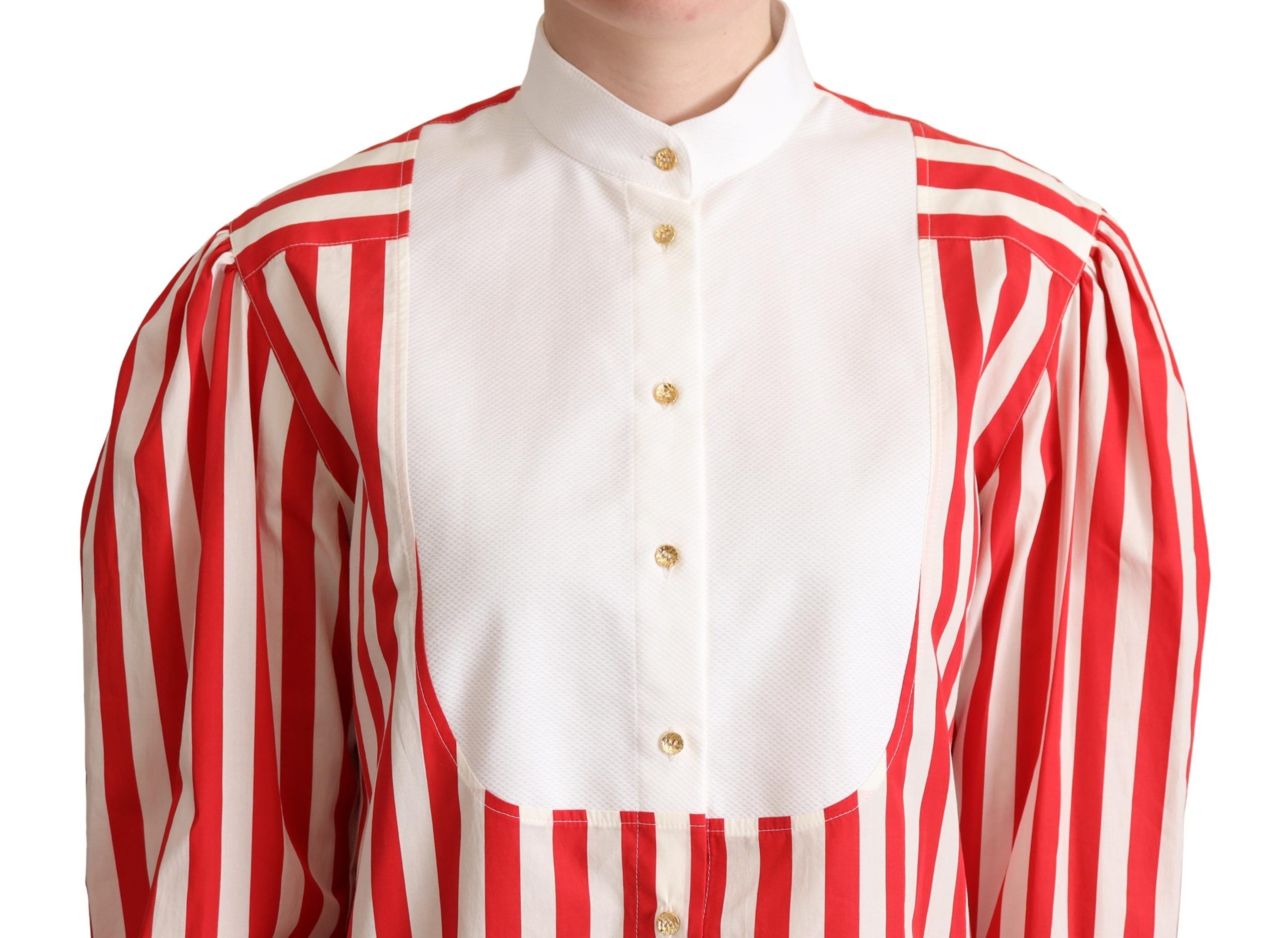 Dolce & Gabbana Red White Striped Long Sleeves Formal Shirt