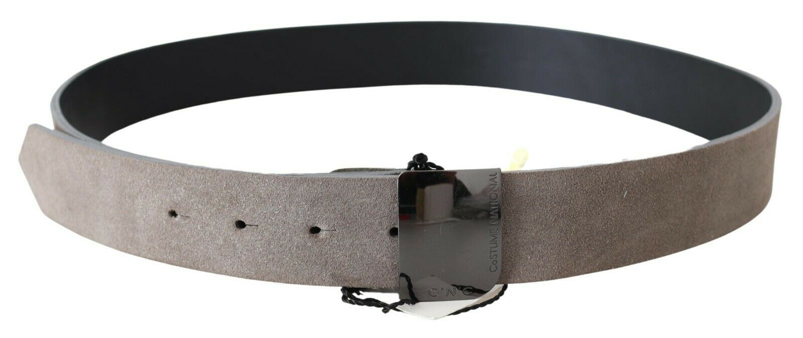 Costume National Brown Leather Square Logo Buckle Belt
