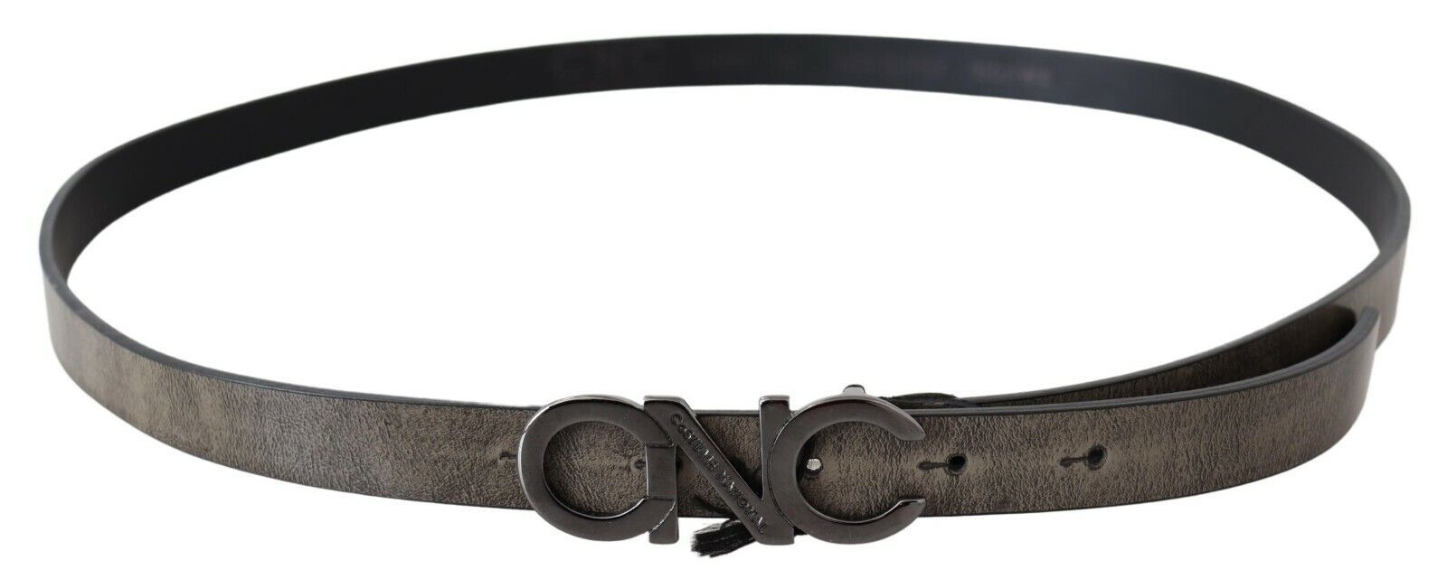 Costume National Dark Brown Leather Letter Logo Buckle Belt