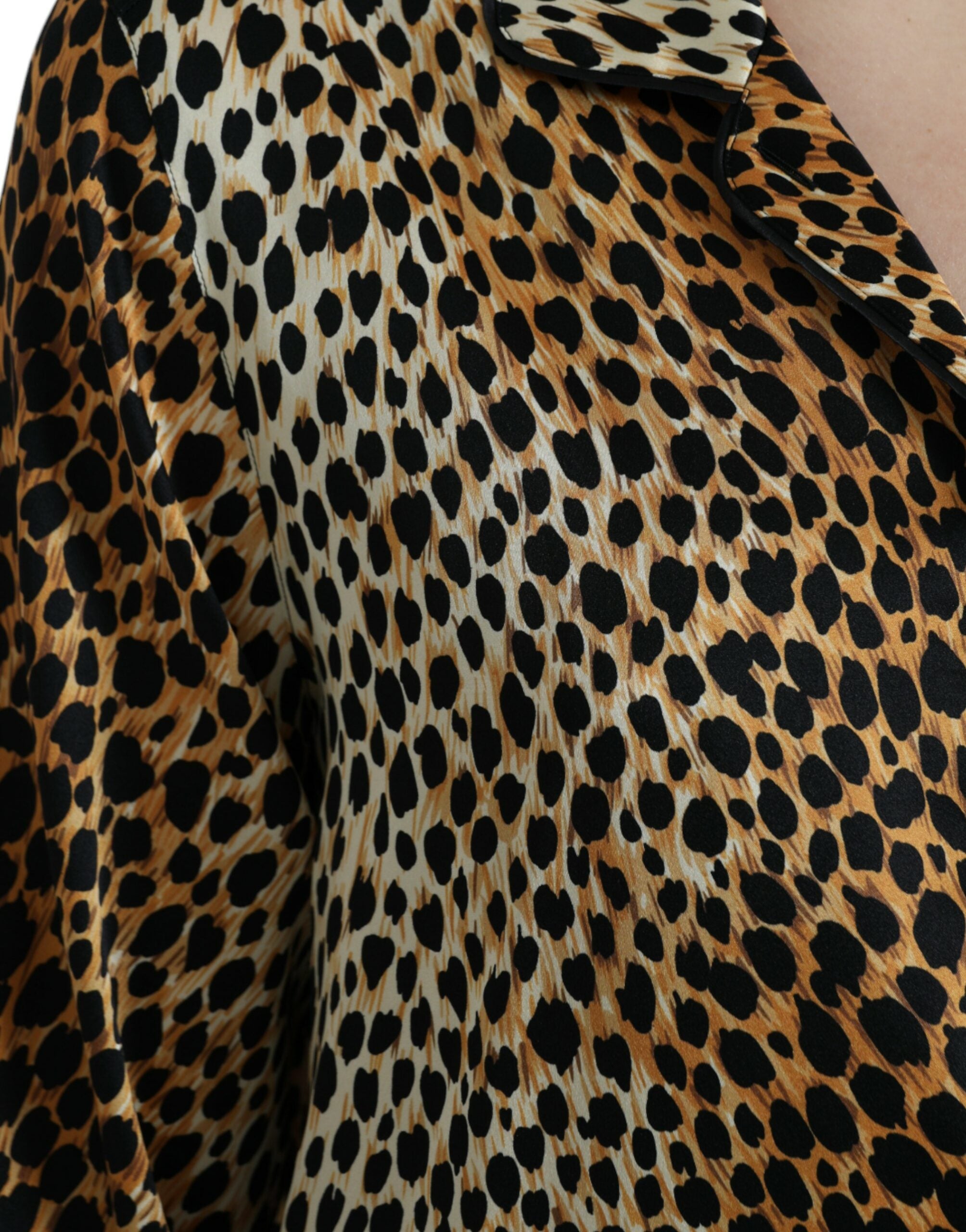Dolce & Gabbana Brown Leopard Print Long Sleeves Blouse Top