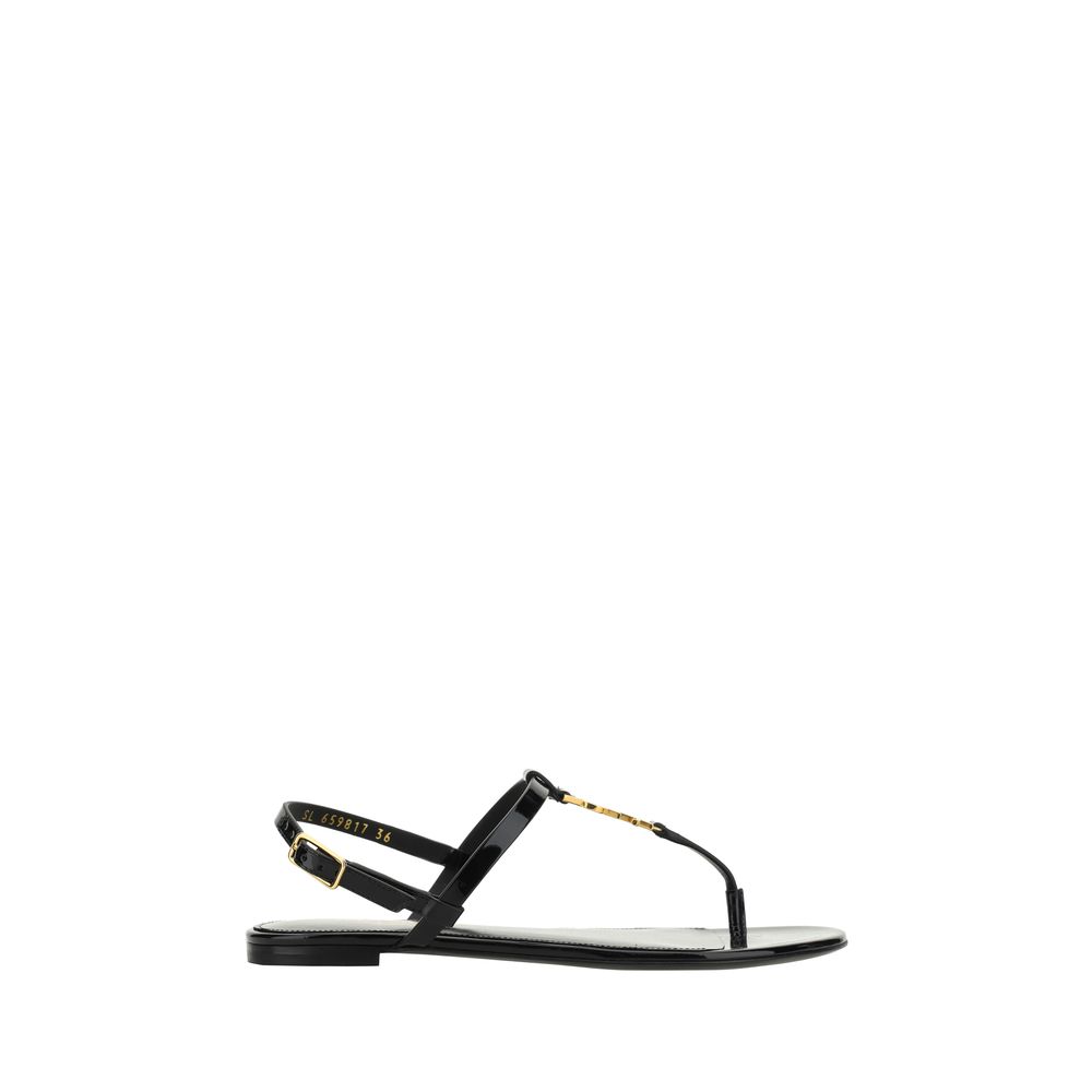 Saint Laurent Black Calf Leather Bos Taurus Sandals