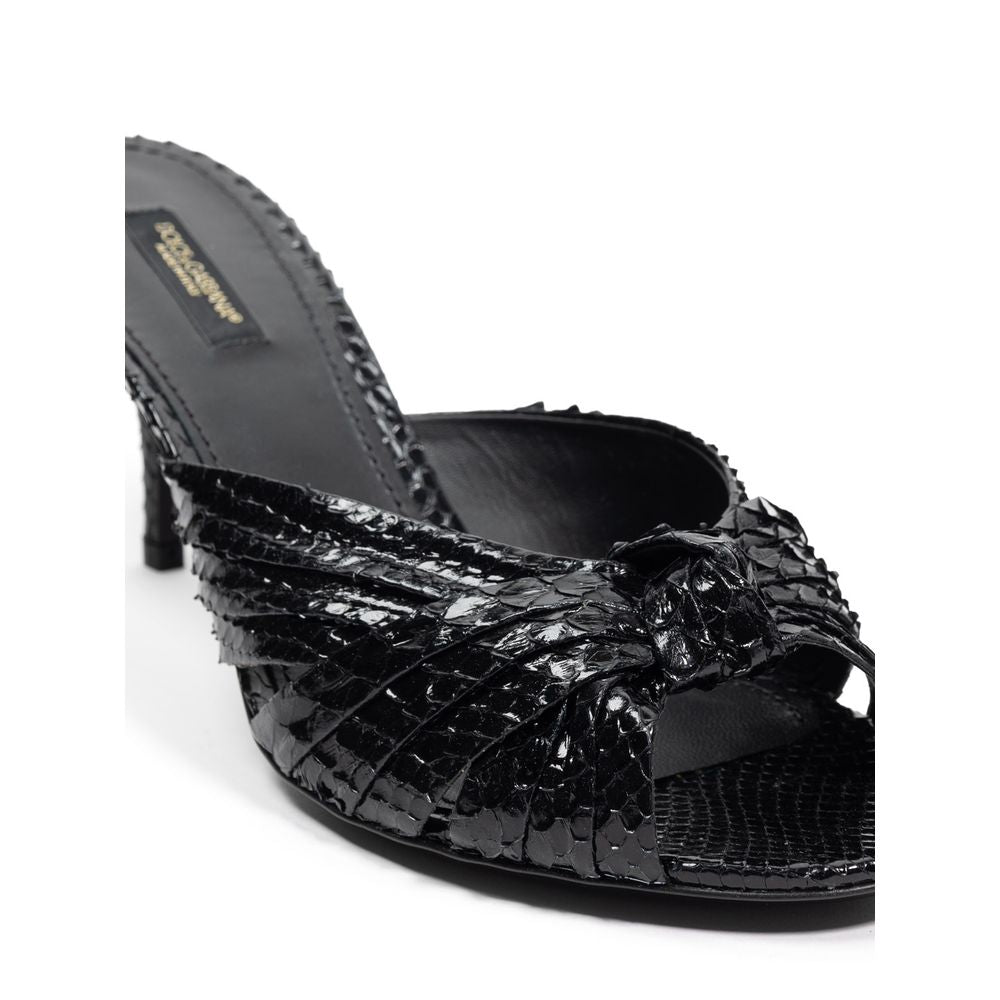 Dolce & Gabbana Black Snake Skin Platform Sandals