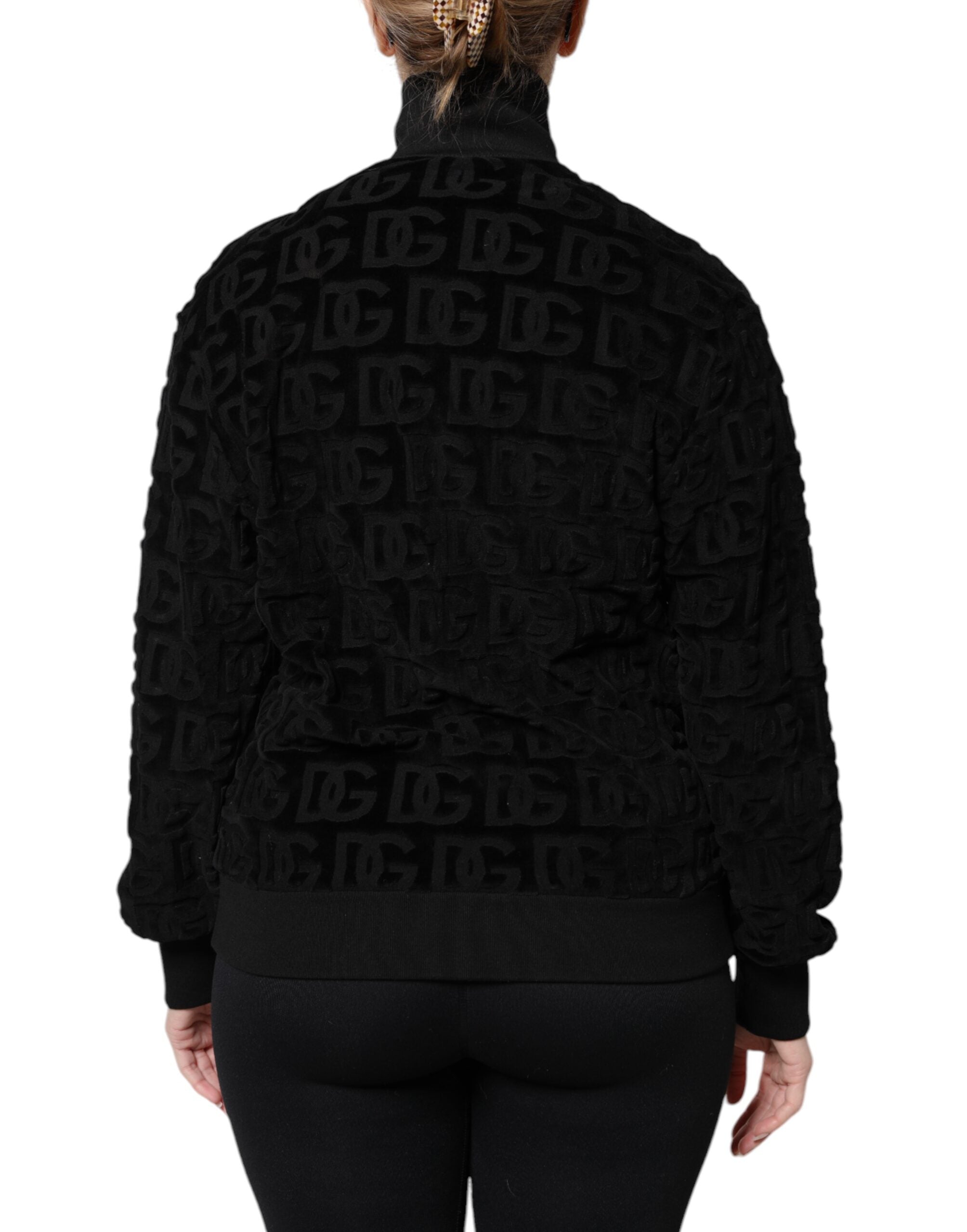 Dolce & Gabbana Black Logo Monogram Full Zip Bomber Jacket