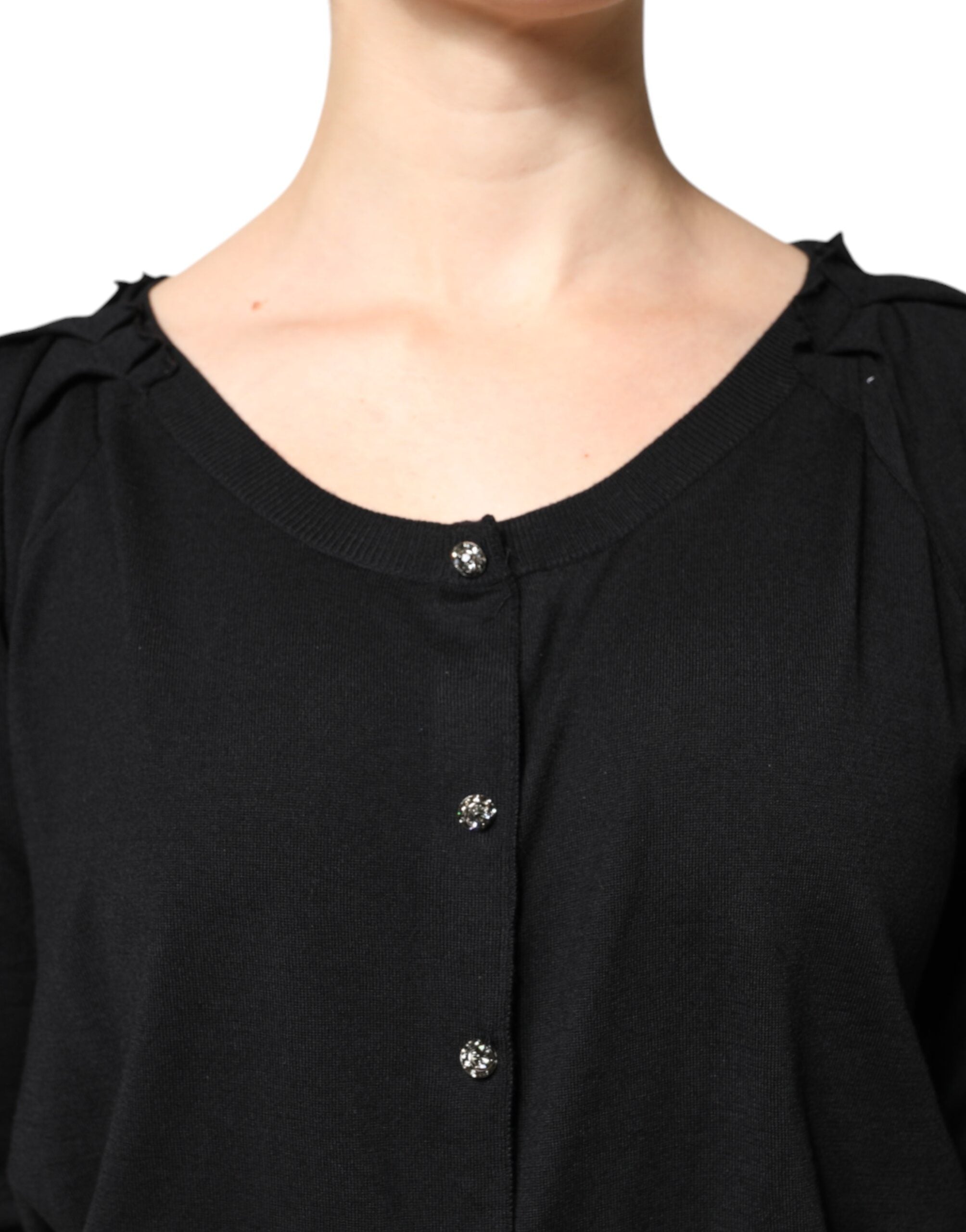 Dolce & Gabbana Black Button Down Short Sleeve Blouse Top