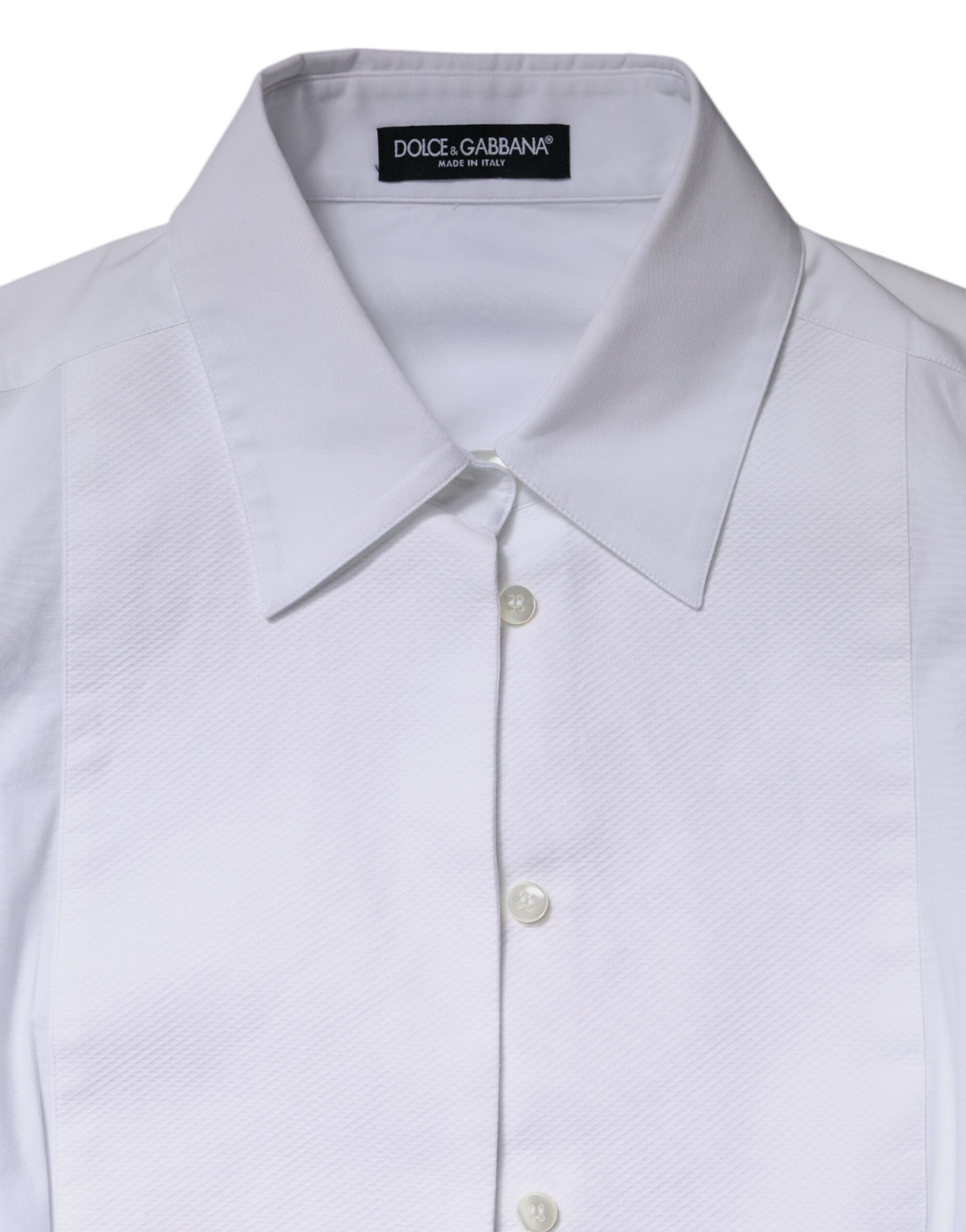 Dolce & Gabbana White Cotton Dress Collared Dress Shirt Top