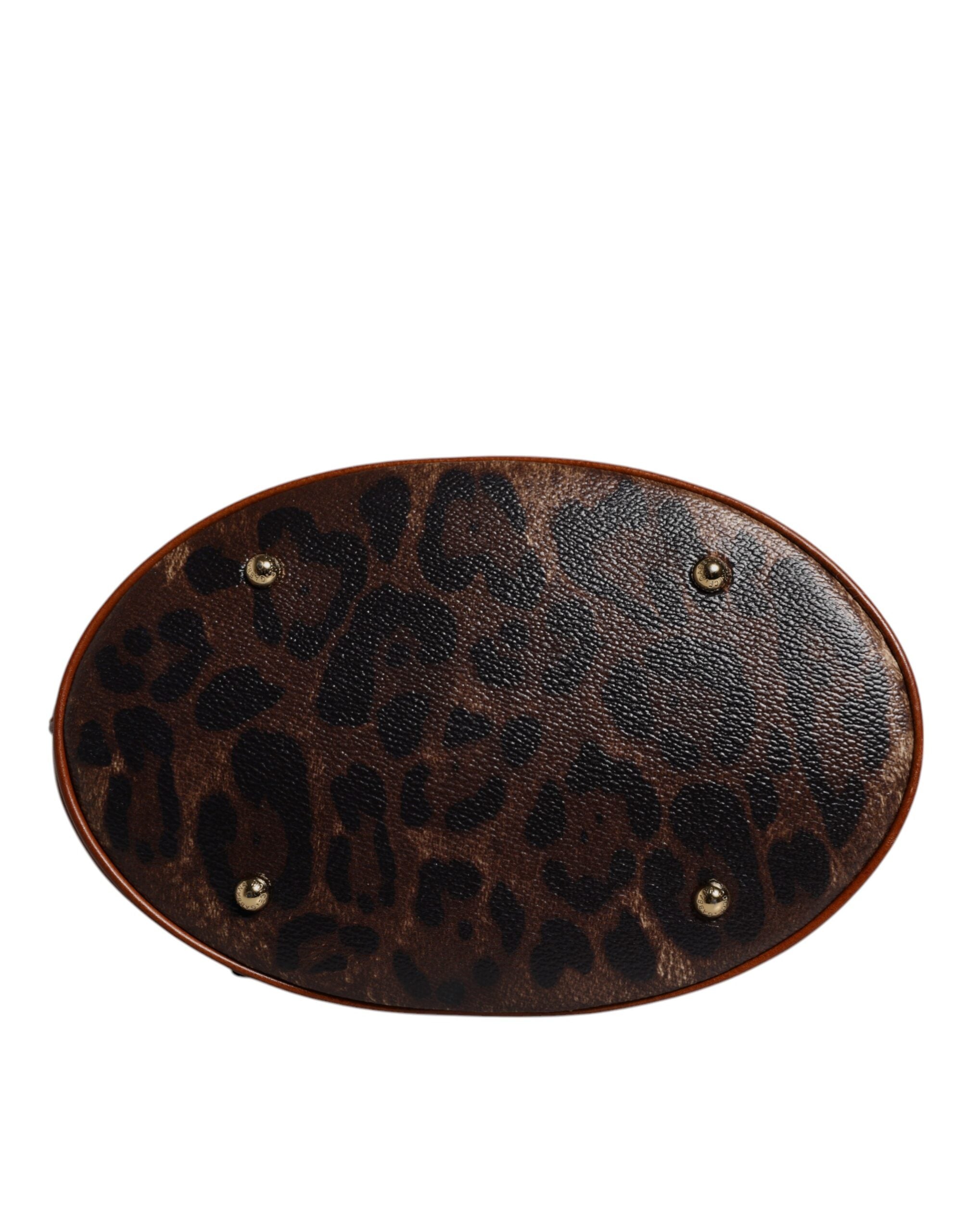 Dolce & Gabbana Brown Leopard Leather Shoulder Strap Tote Bag