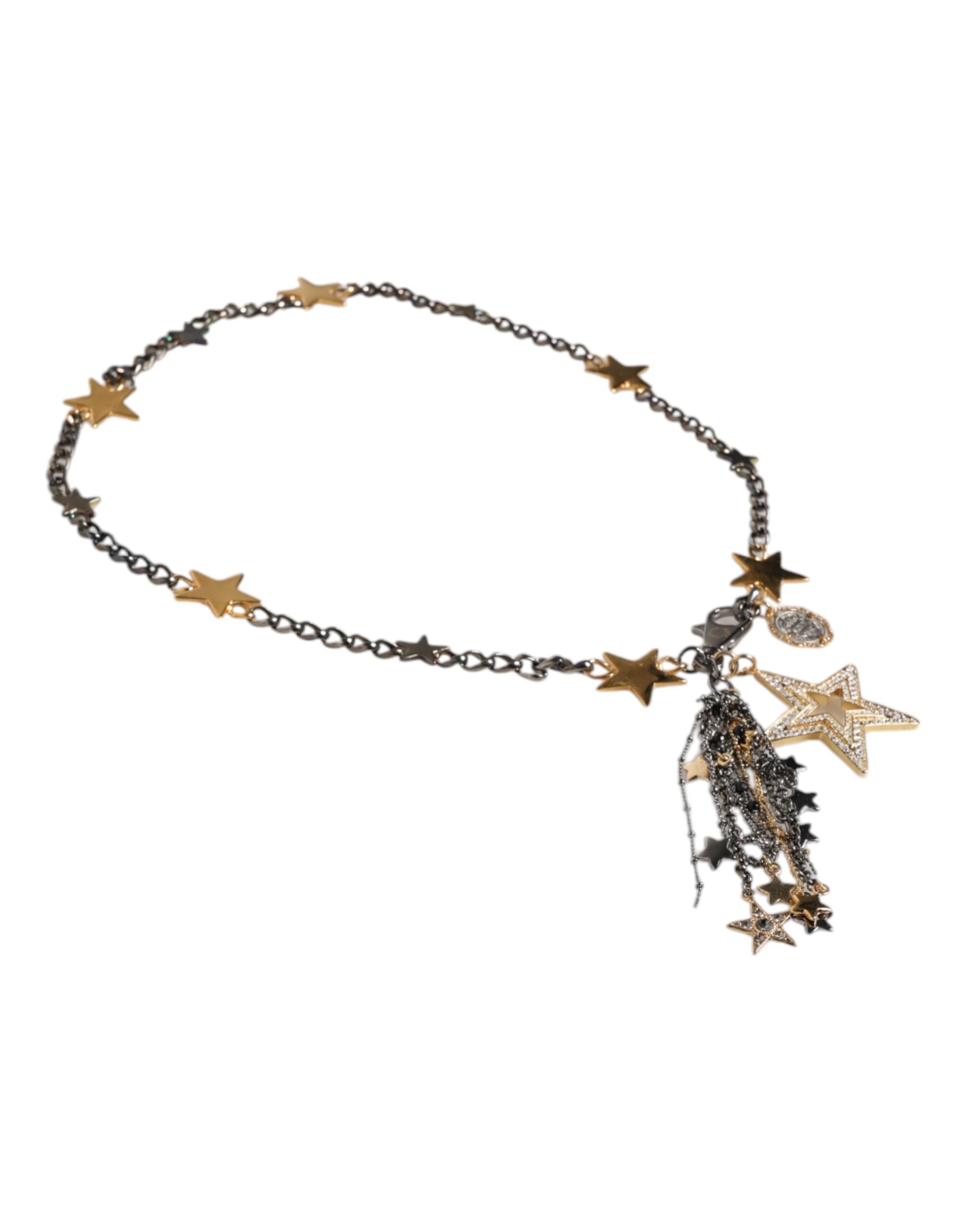 Dolce & Gabbana Silver Gold Brass Embellished Waist Chain Belt