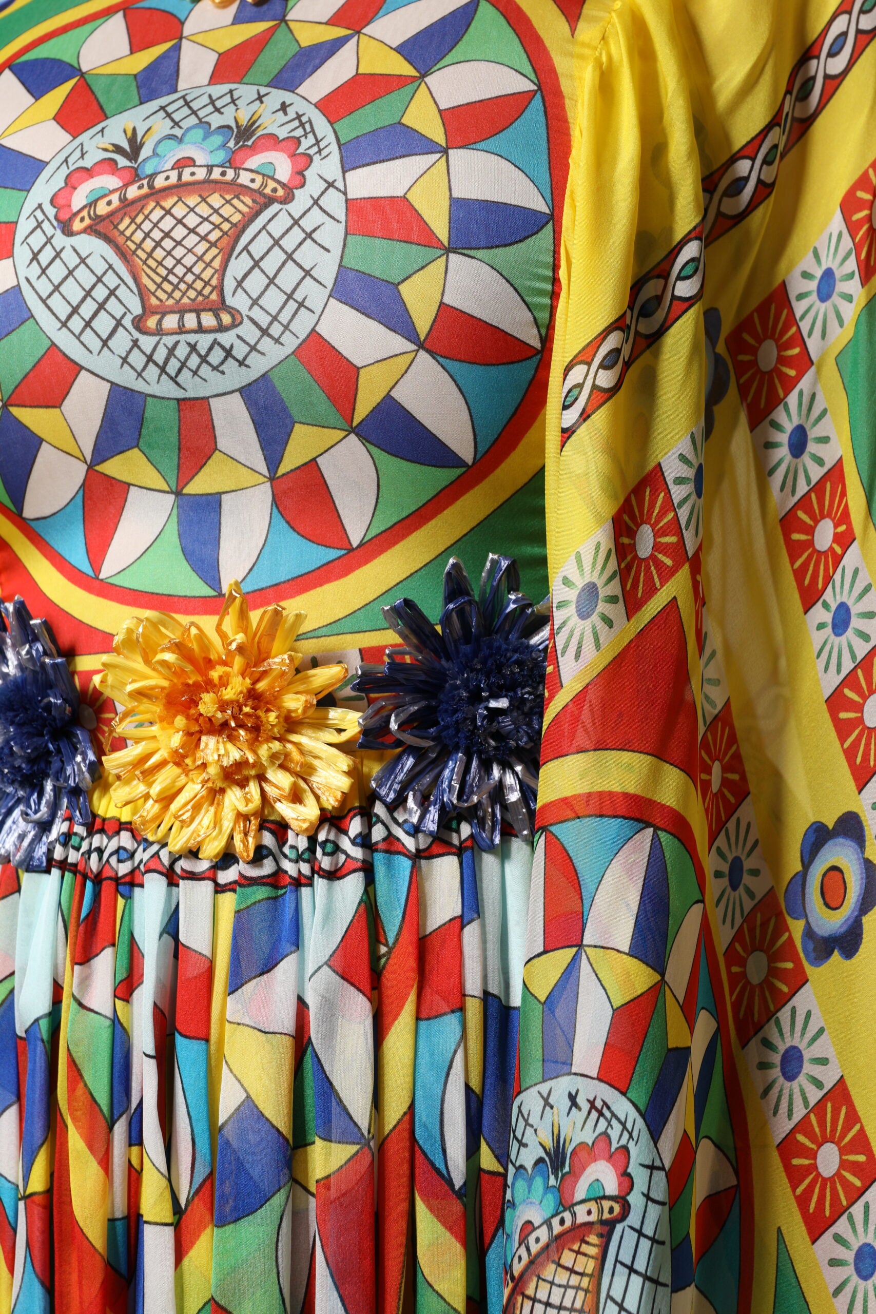 Dolce & Gabbana Multicolour Carretto Print Kaftan Twill Dress