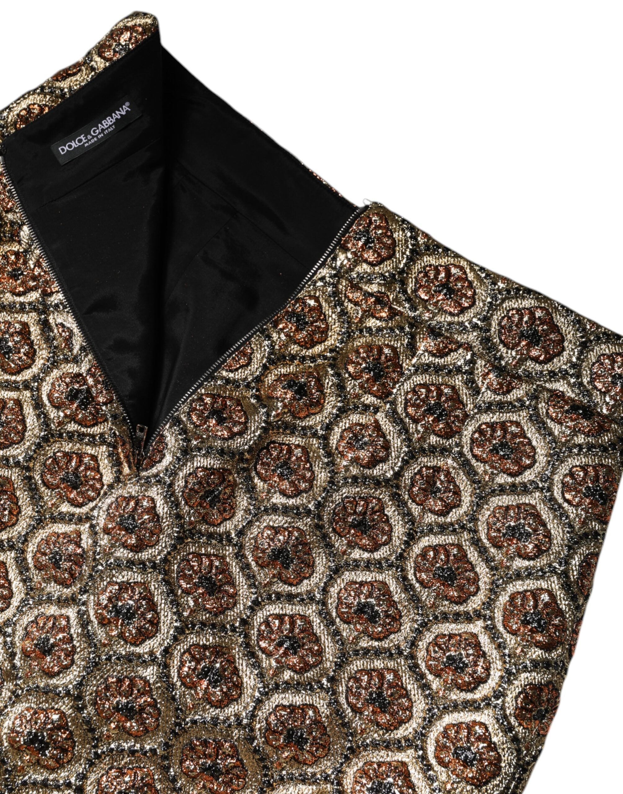 Dolce & Gabbana Brown Polyester Brocade A-line Mini Skirt