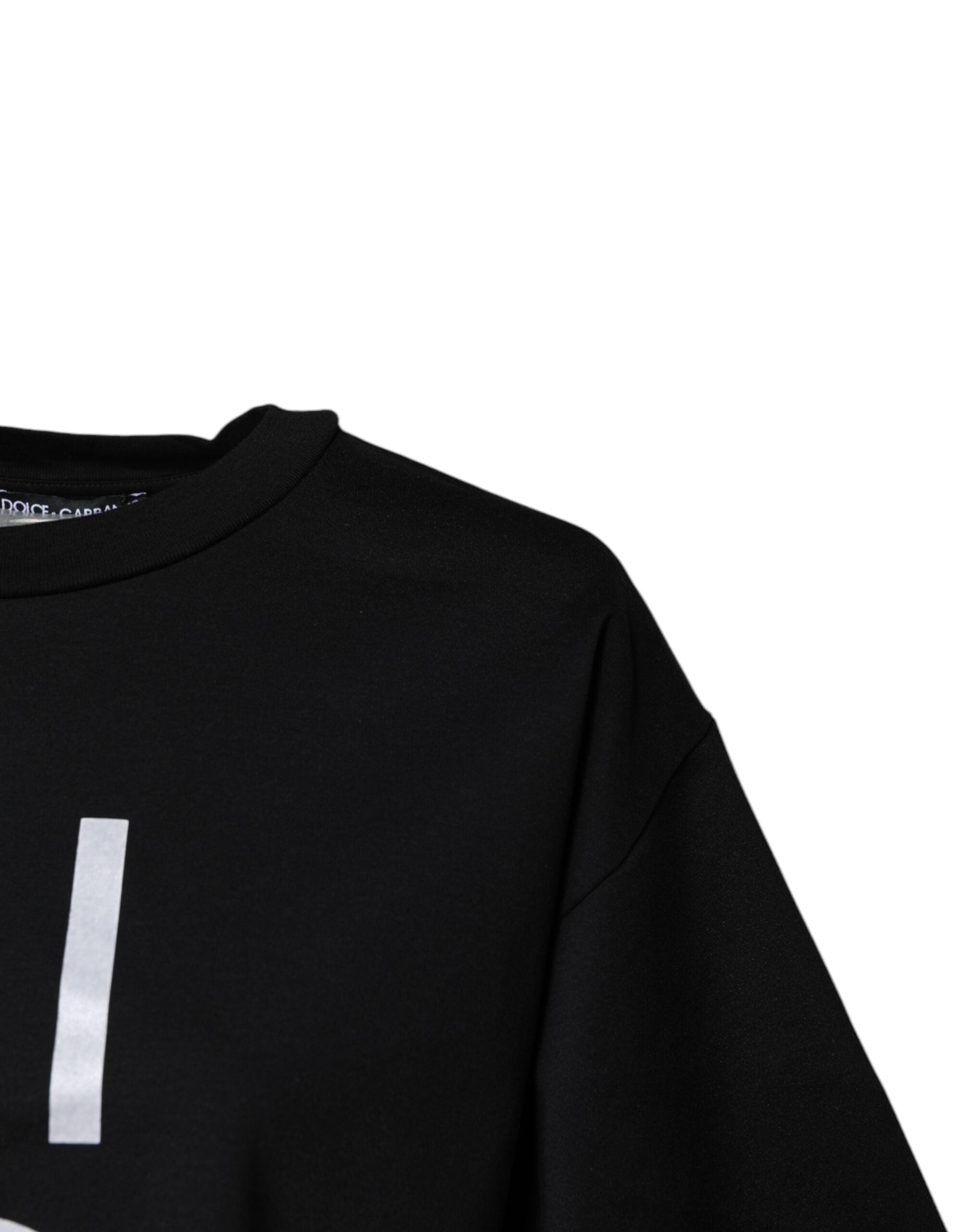 Dolce & Gabbana Black Printed Cotton Crew Neck Tee T-shirt