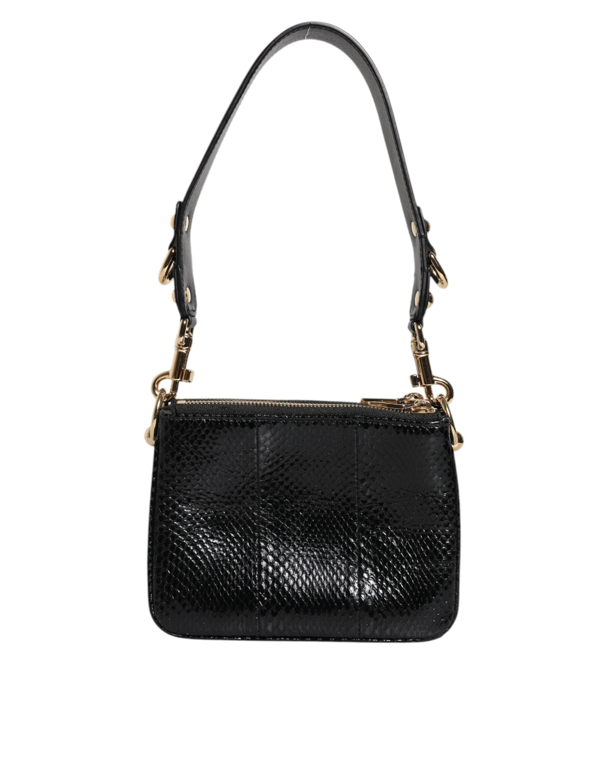 Dolce & Gabbana Black Exotic Leather Shoulder Sling Clutch Bag