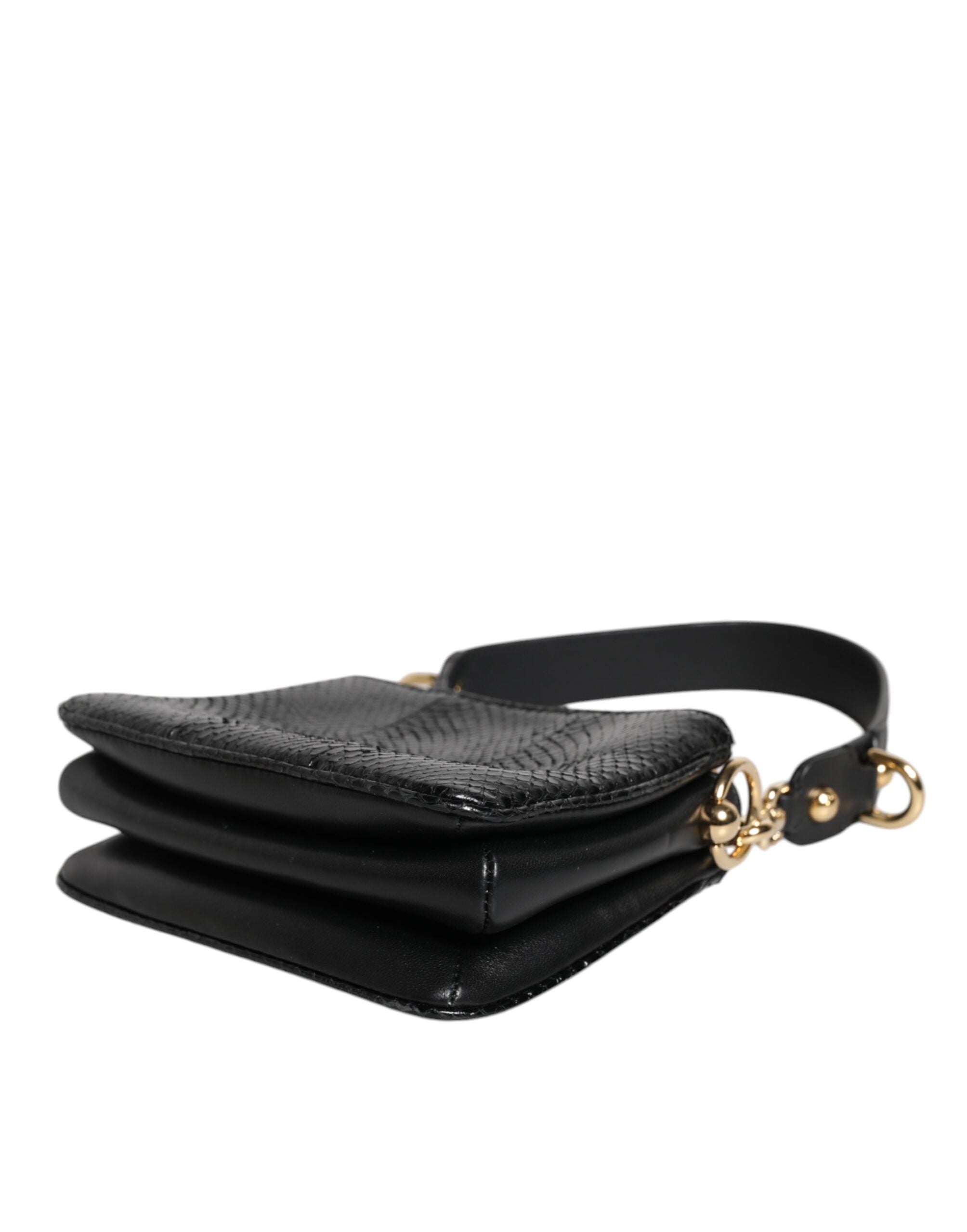 Dolce & Gabbana Black Exotic Leather Shoulder Sling Clutch Bag