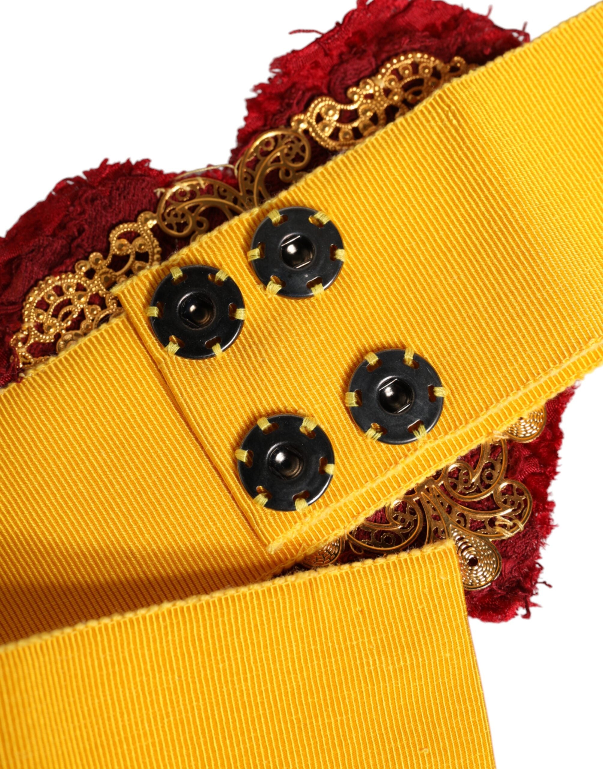 Dolce & Gabbana Yellow Stretch Wide Waist Heart Embellished Belt