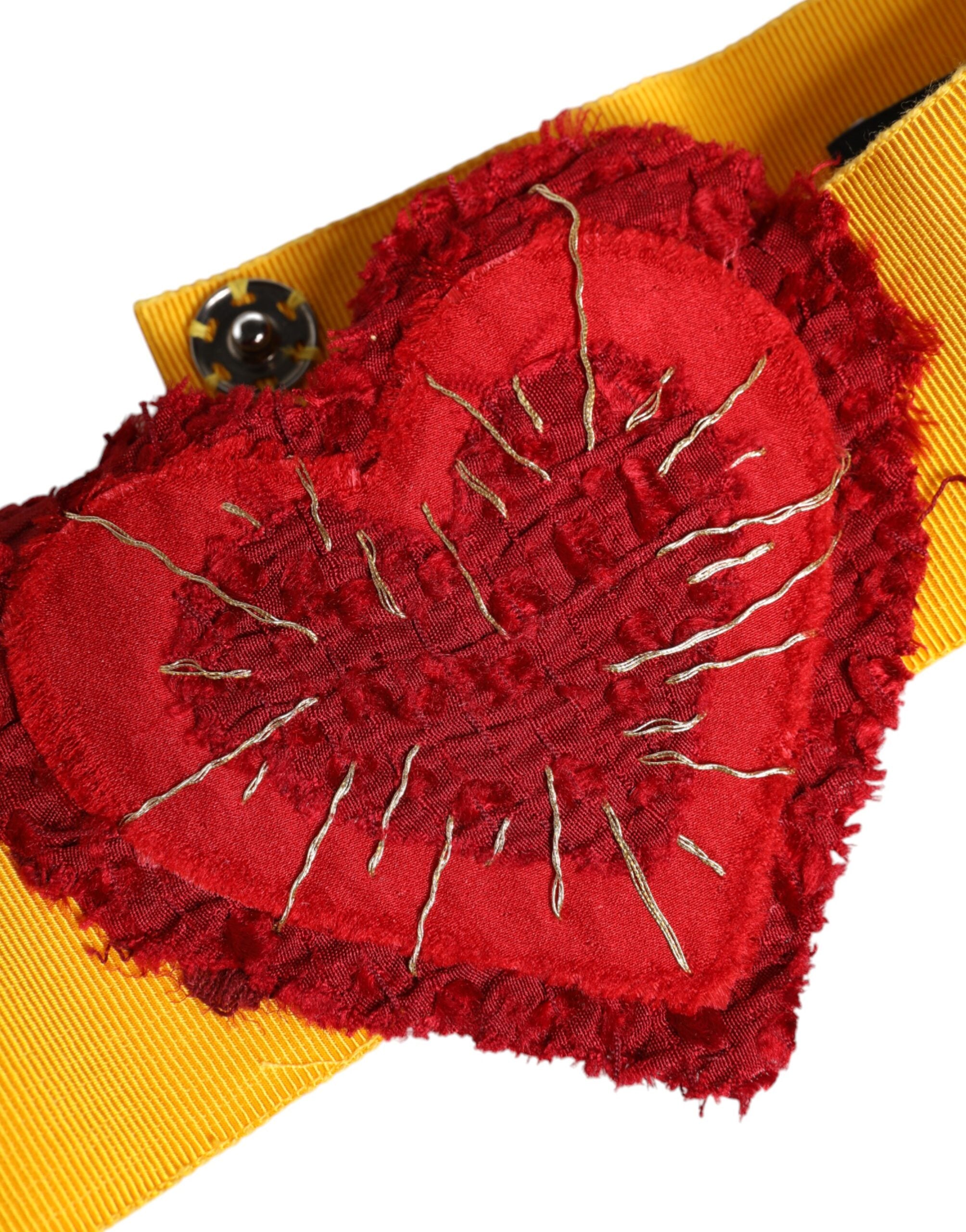 Dolce & Gabbana Yellow Stretch Wide Waist Heart Embellished Belt