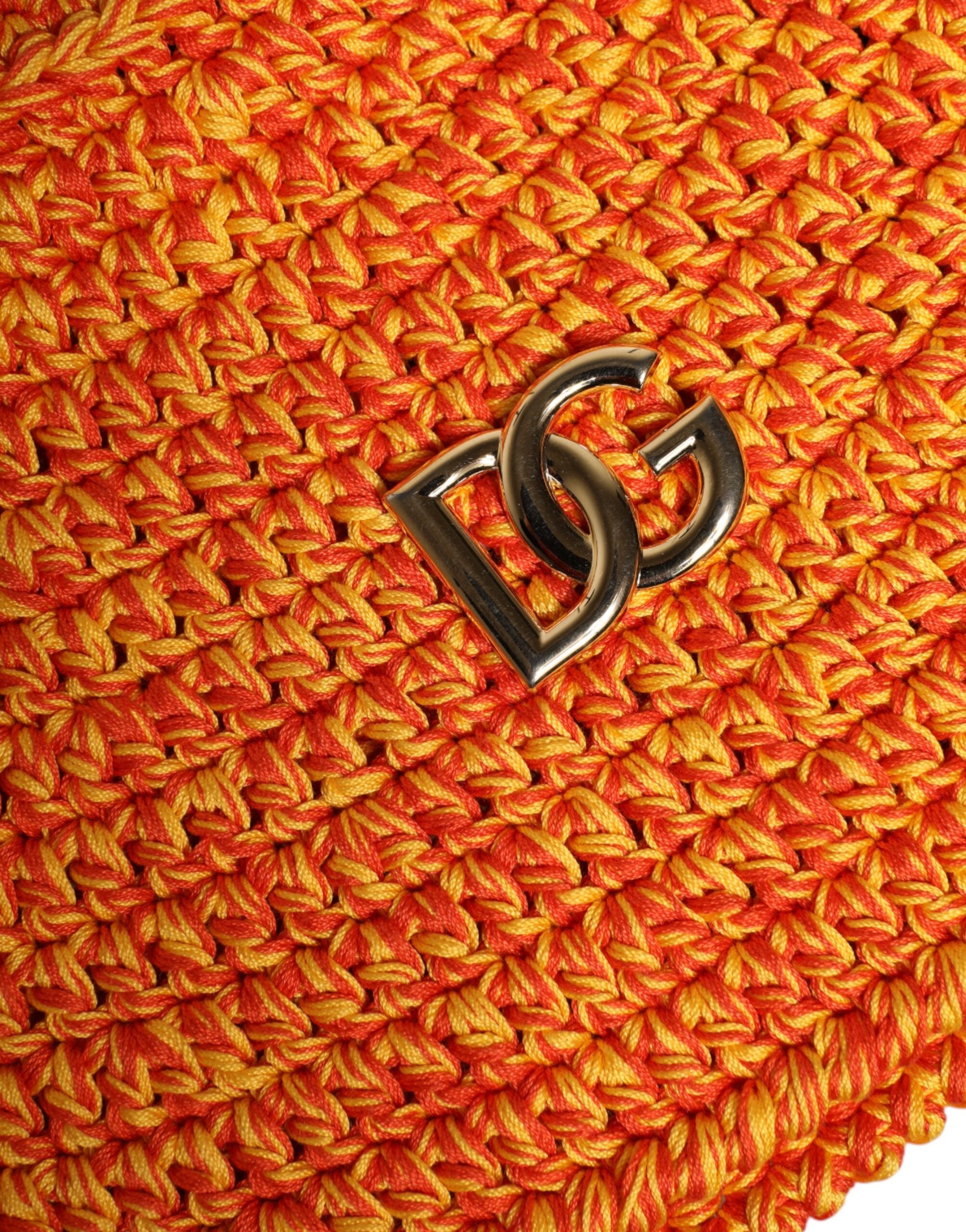Dolce & Gabbana Orange Cotton Crochet DG Logo Bucket Hat
