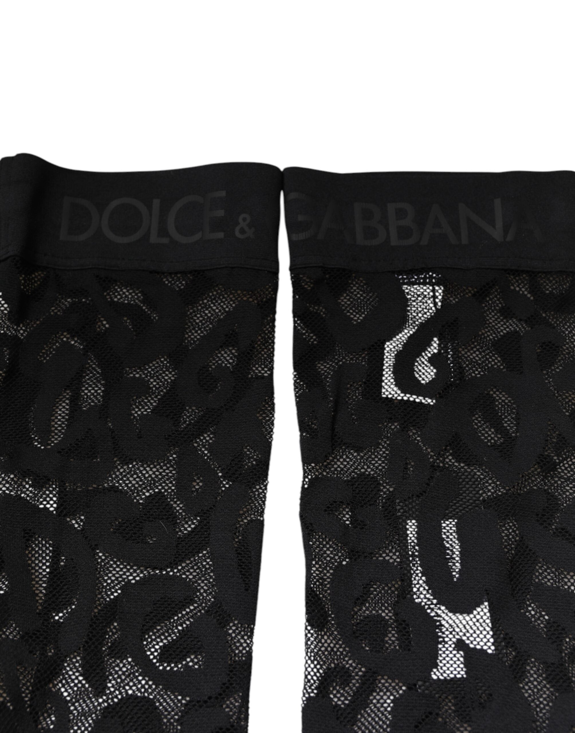 Dolce & Gabbana Black Floral Lace Cotton Stretch Stockings Socks