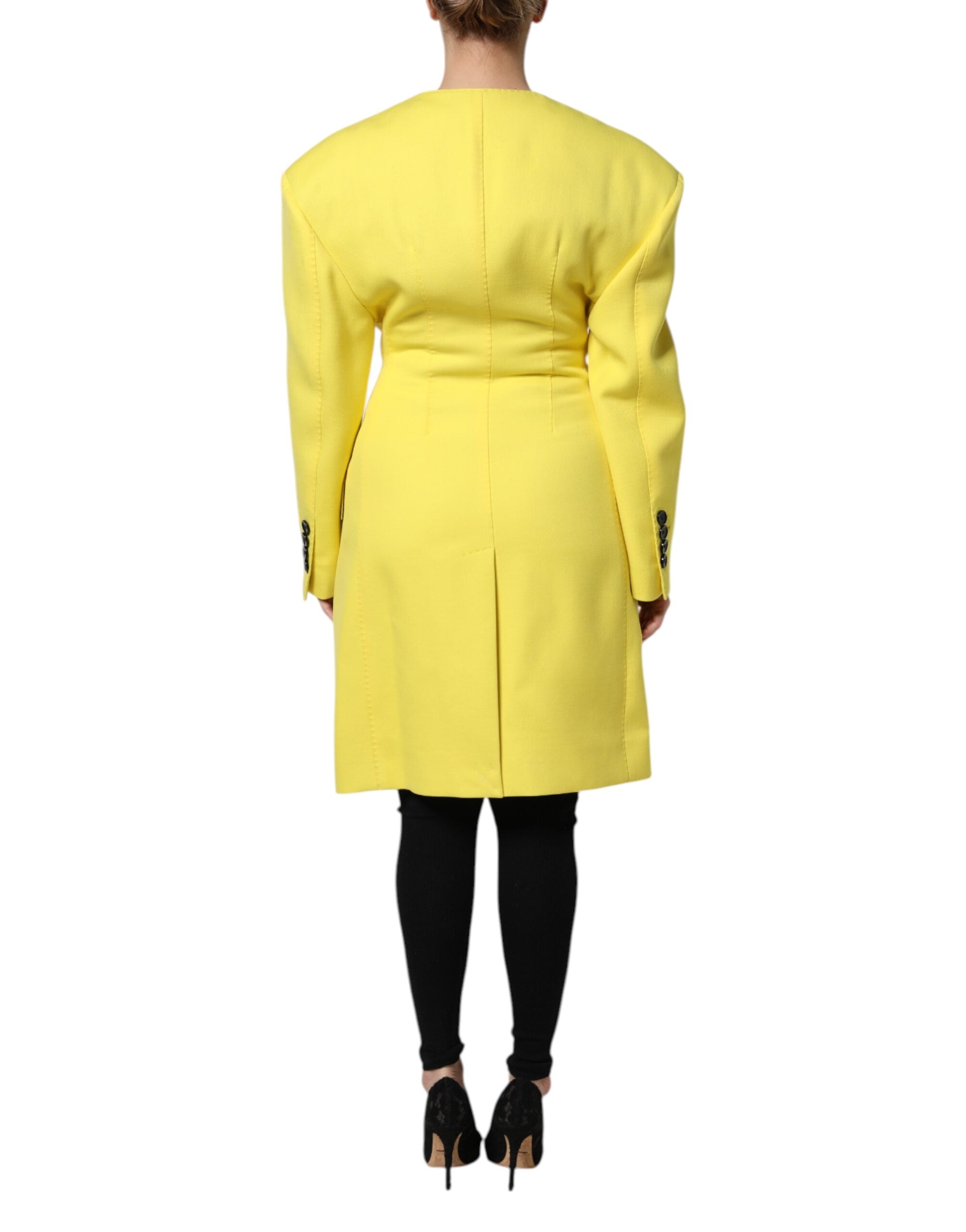 Dolce & Gabbana Yellow Double Breasted Trench Coat Jacket