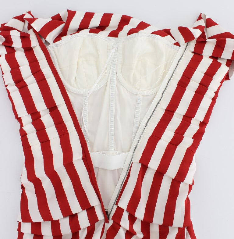 Dolce & Gabbana Red White Silk Stretch Dress