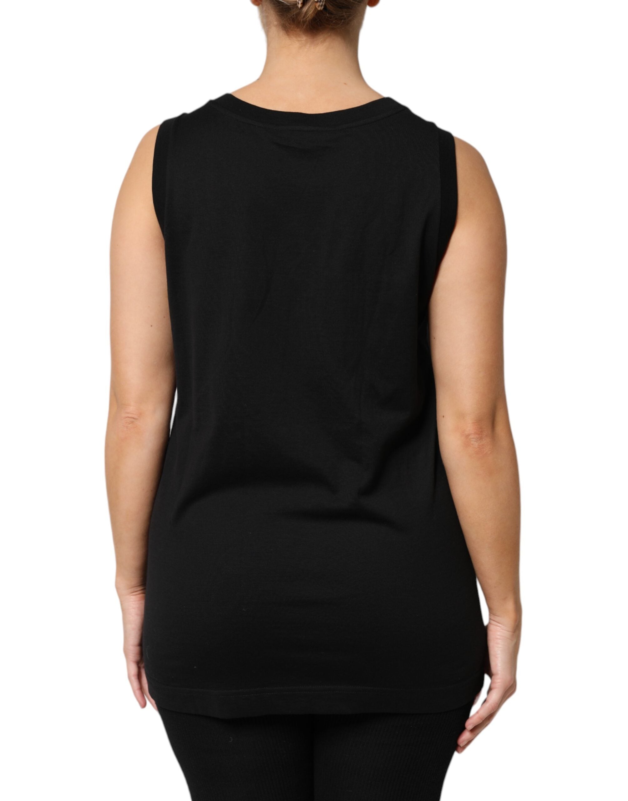Dolce & Gabbana Black DG Embellished Sleeveless Tank Top