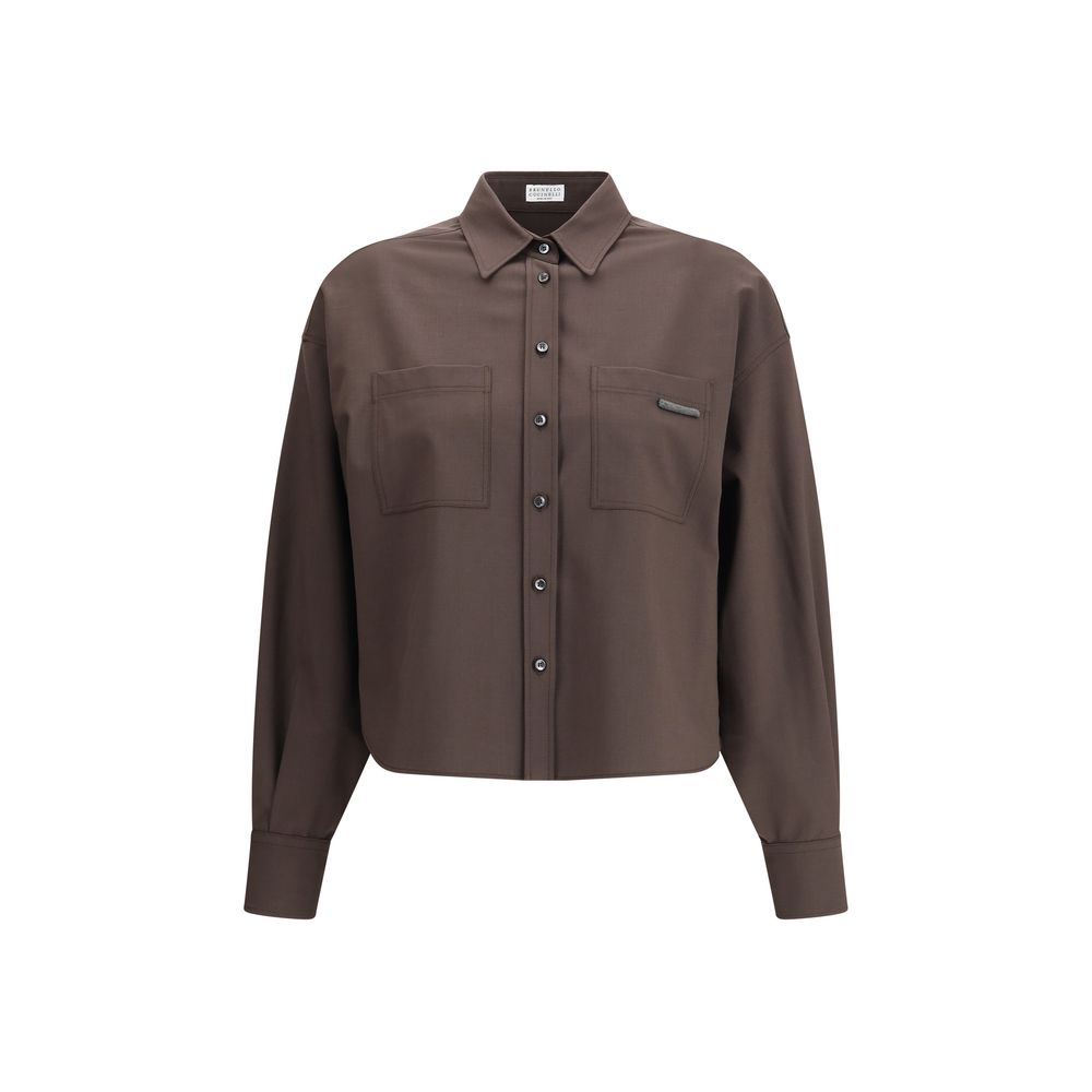 Brunello Cucinelli Brown Fleece Wool Shirt