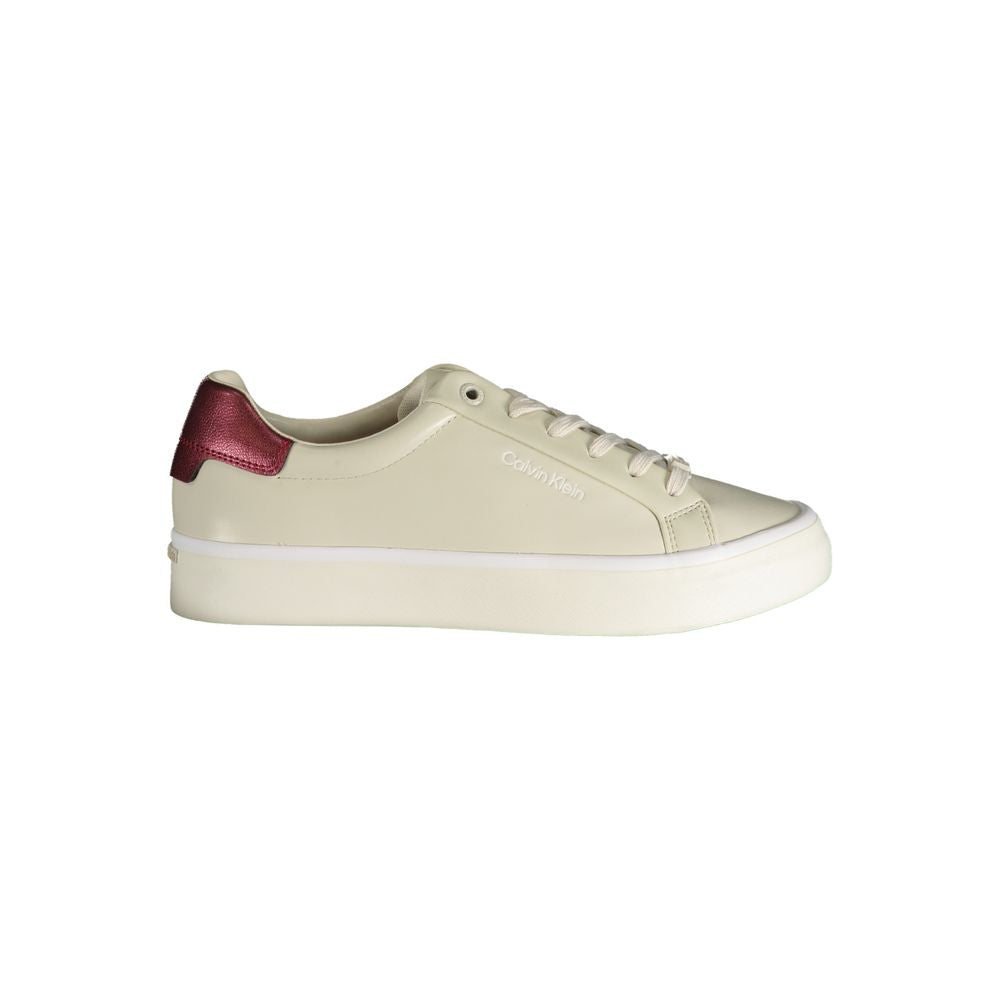 Calvin Klein Beige Leather Women Sneaker