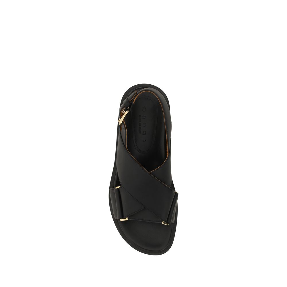 Marni Black Calf Leather Bos Taurus Sandals