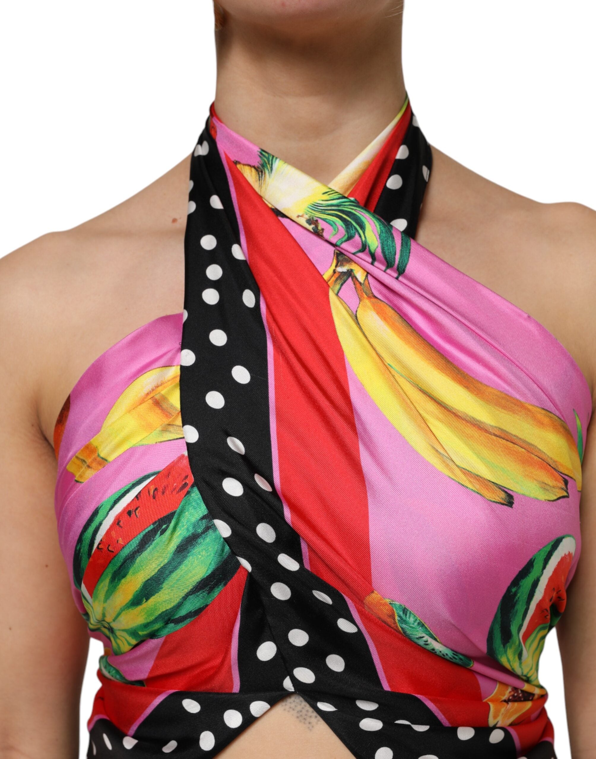 Dolce & Gabbana Multicolor Halter Party Evening Cropped Top