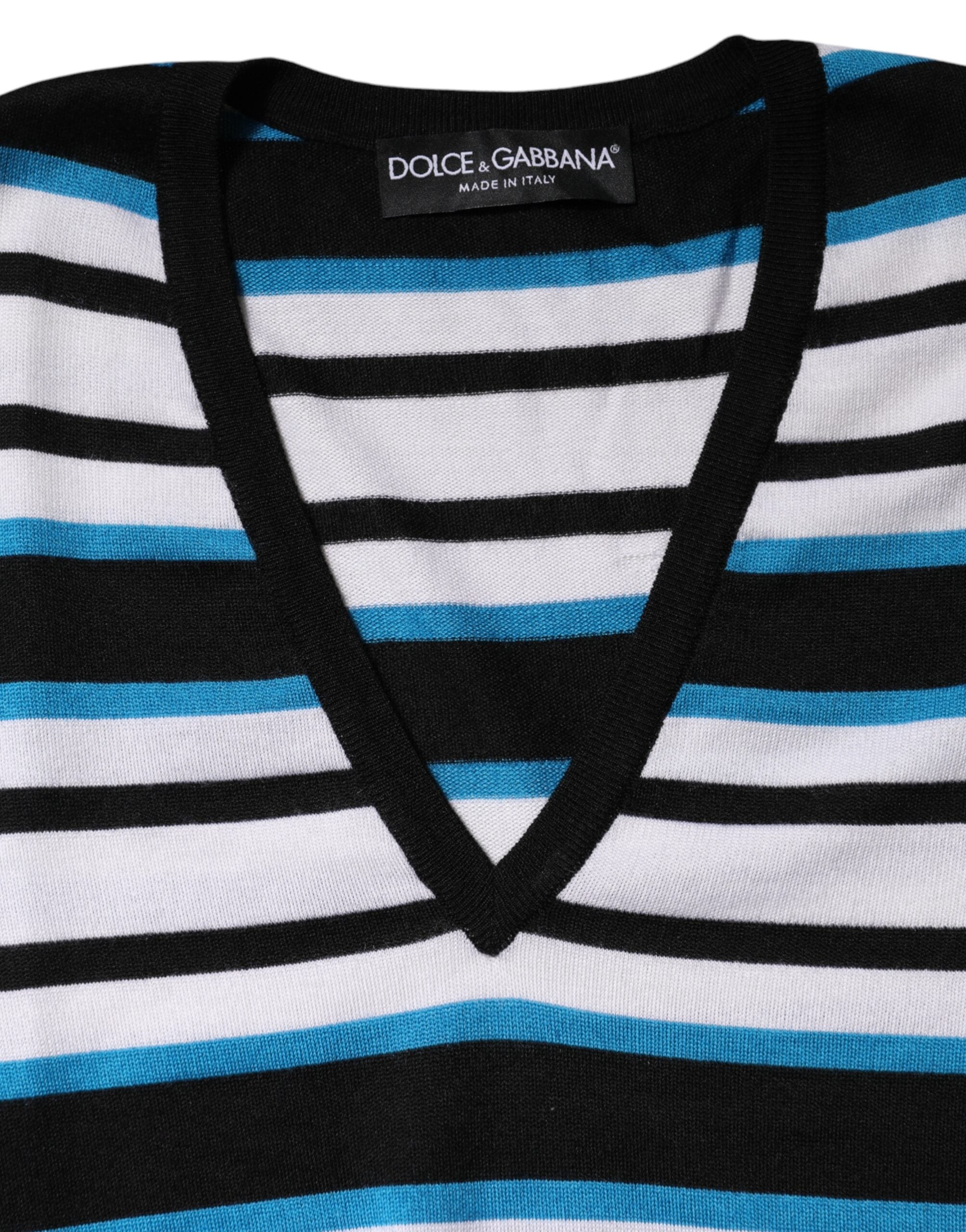 Dolce & Gabbana Multicolor Stripes Long Sleeves V-neck Top