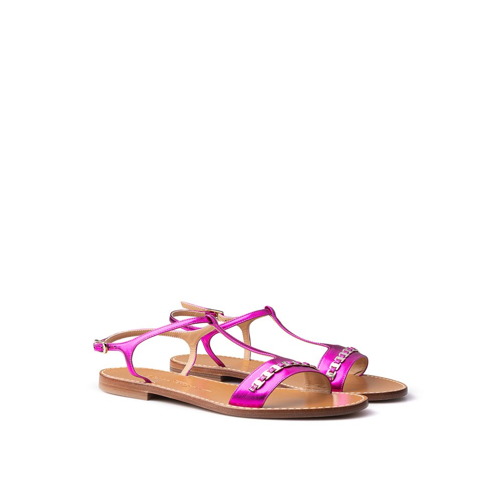 Salvatore Ferragamo Purple Leather Flat Sandals