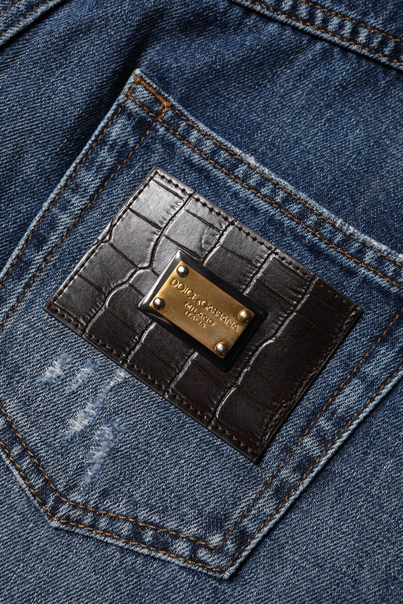 Dolce & Gabbana Blue Cotton Tattered Denim Bermuda Shorts