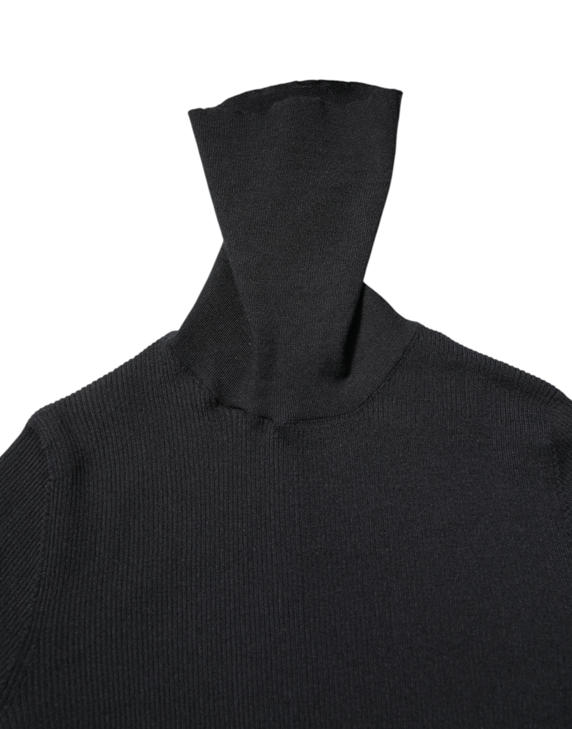 Dolce & Gabbana Black Cashmere Turtleneck Knitted Blouse Top