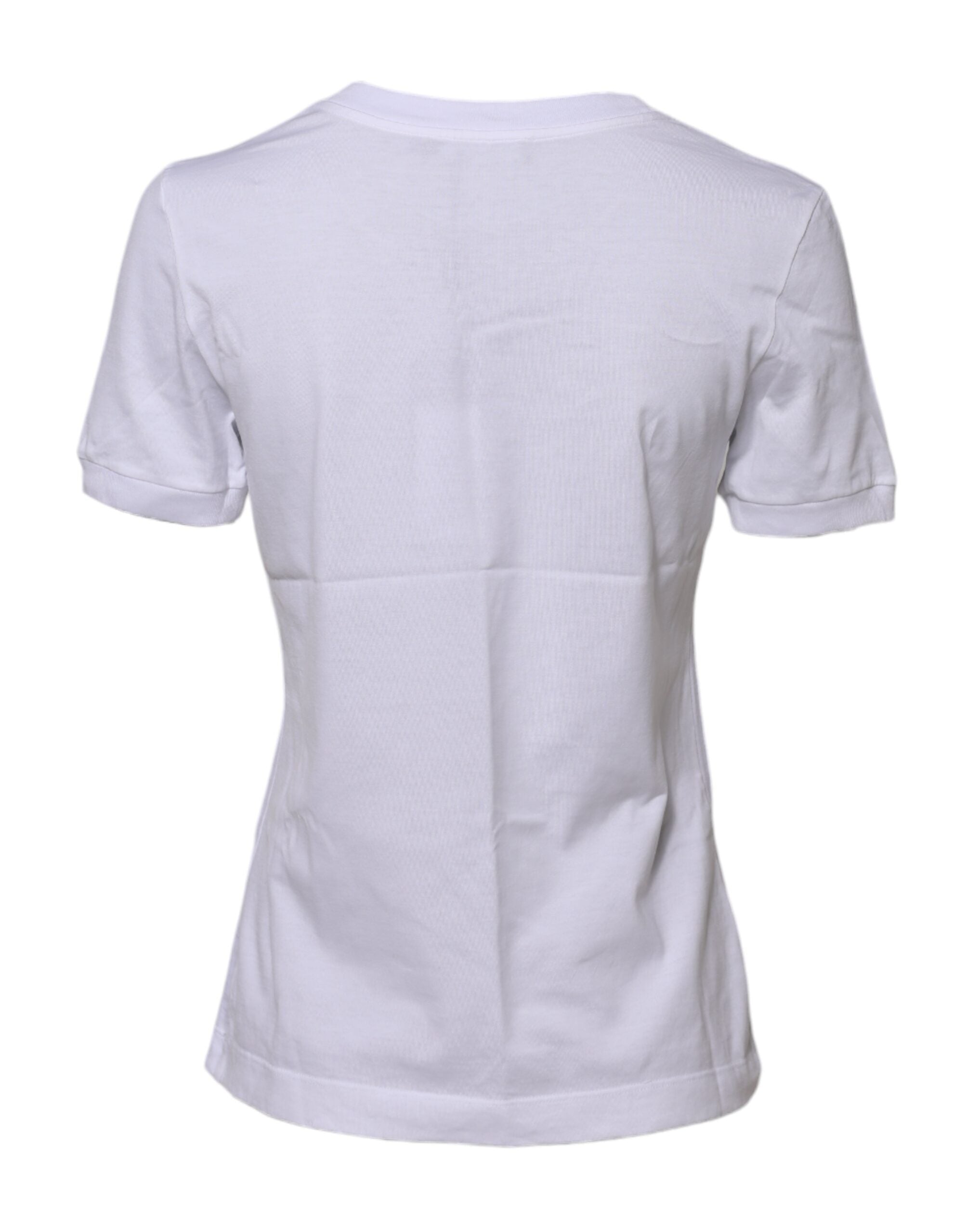 Dolce & Gabbana White Cotton Round Neck Short Sleeves T-shirt