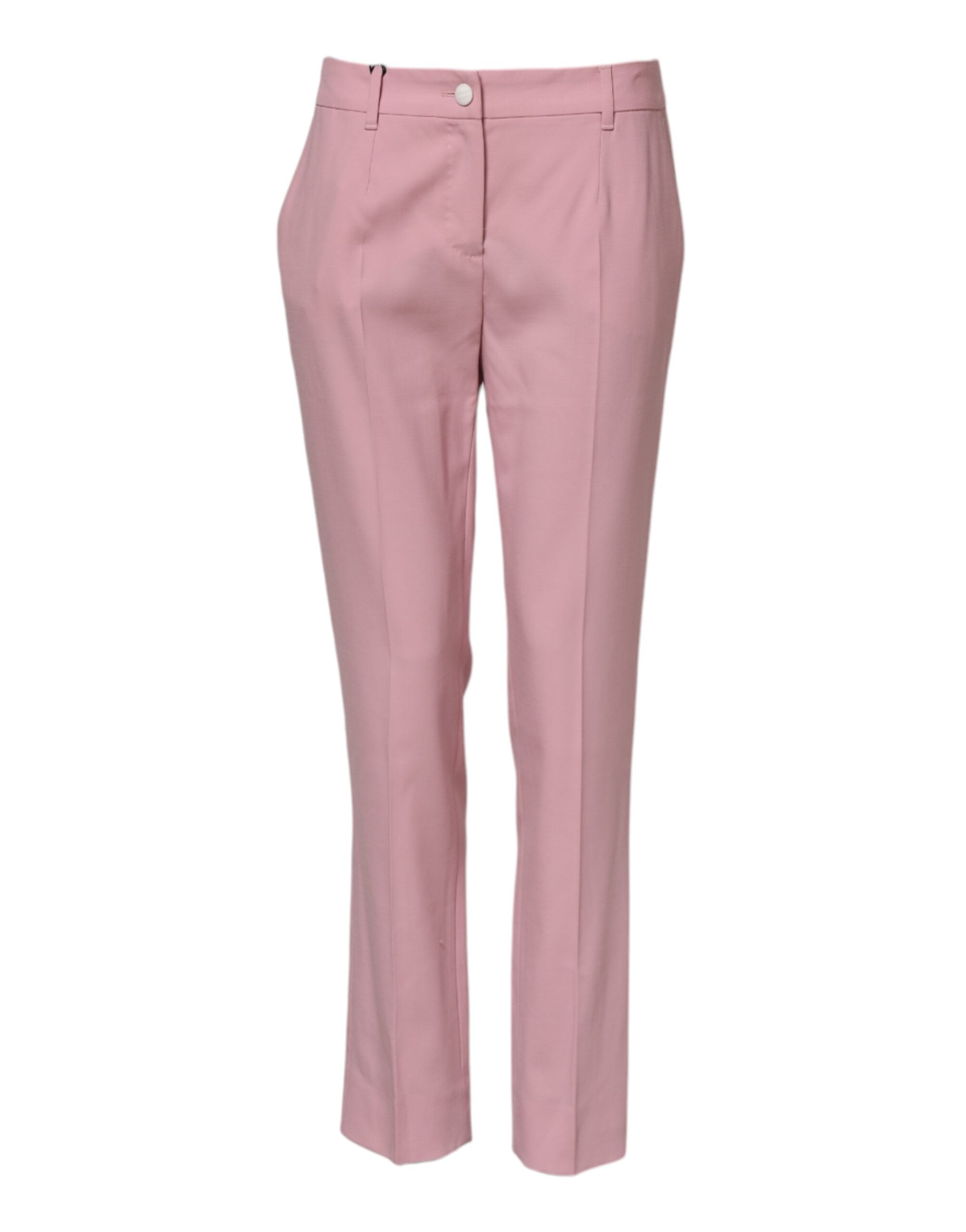 Dolce & Gabbana Pink Wool Mid Waist Tapered Pants