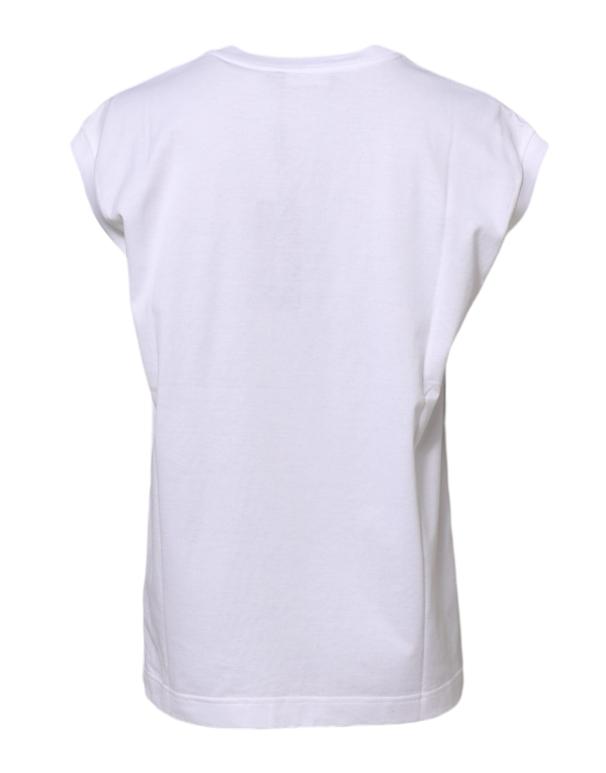 Dolce & Gabbana White Cotton Sleeveless Women Tank T-shirt