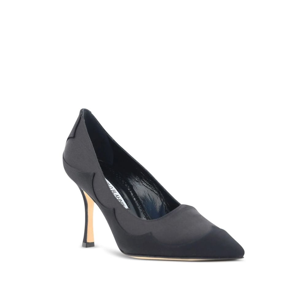 Manolo Blahnik Black Silk High Heel Pumps