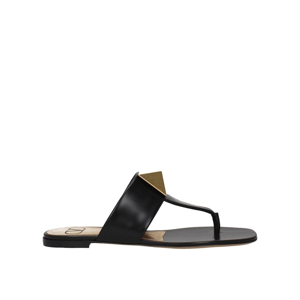 Valentino Garavani Black Calfskin Strap-On Sandals