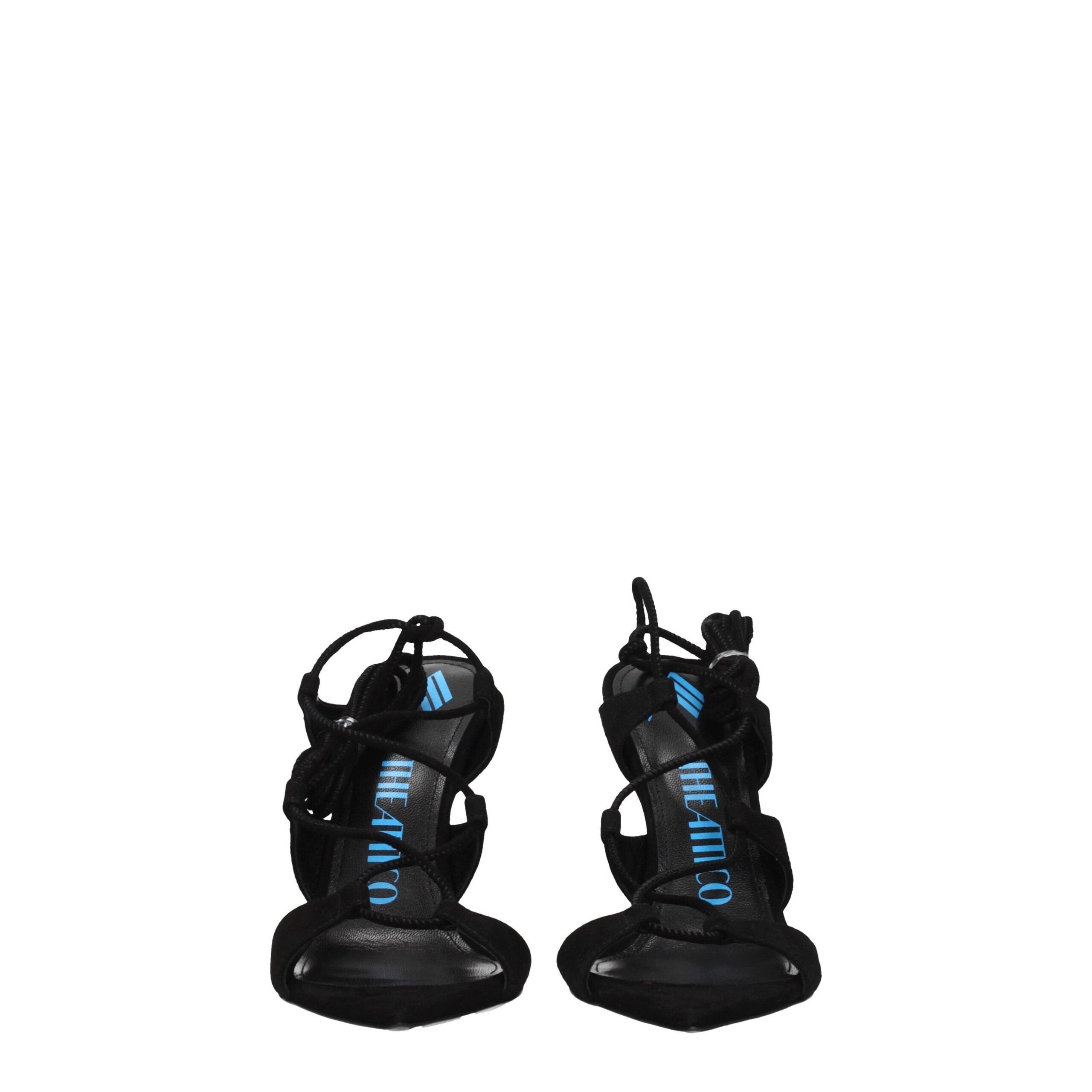 The Attico Black Leather Stiletto Heel Sandals