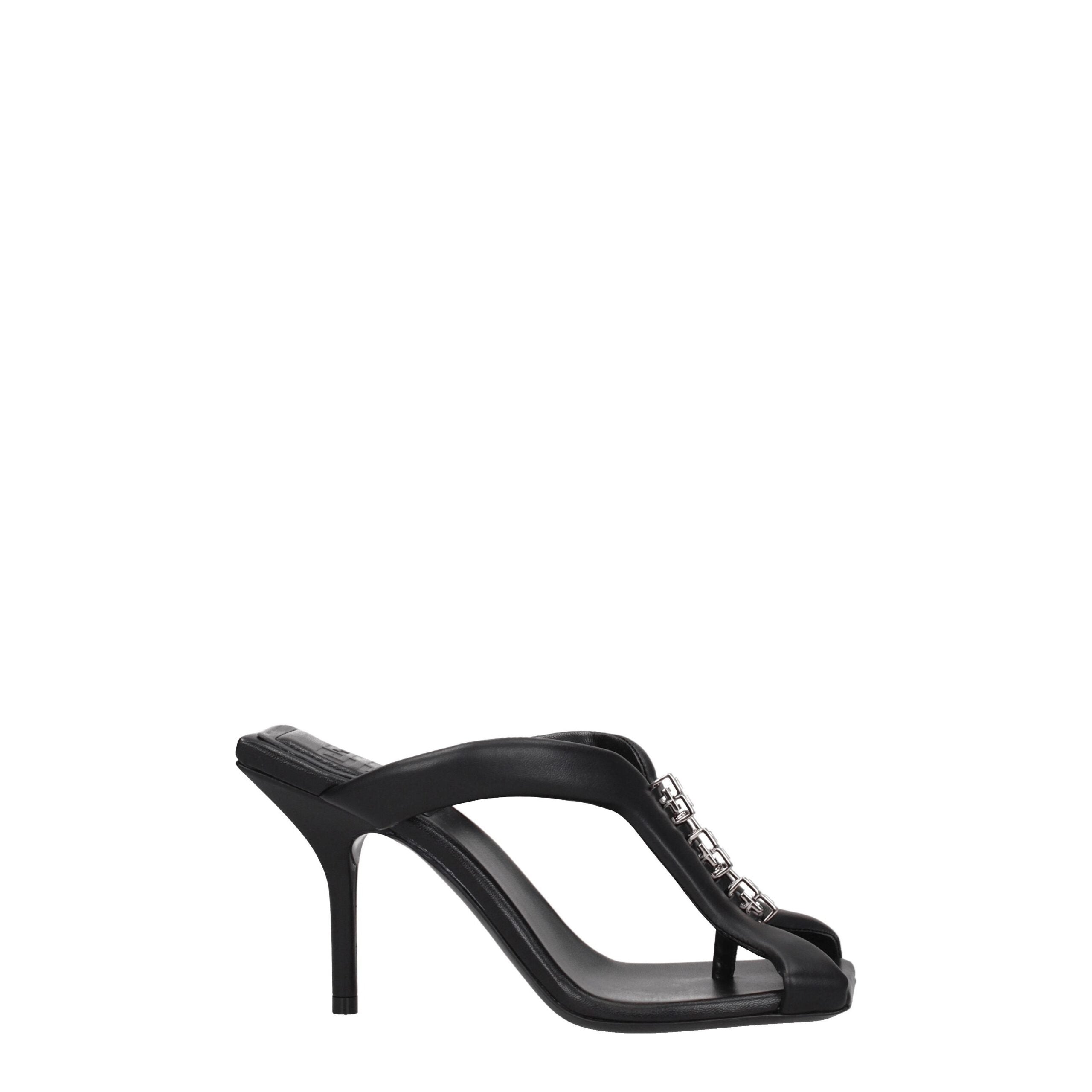 Givenchy Black Leather Stiletto Heel Sandals