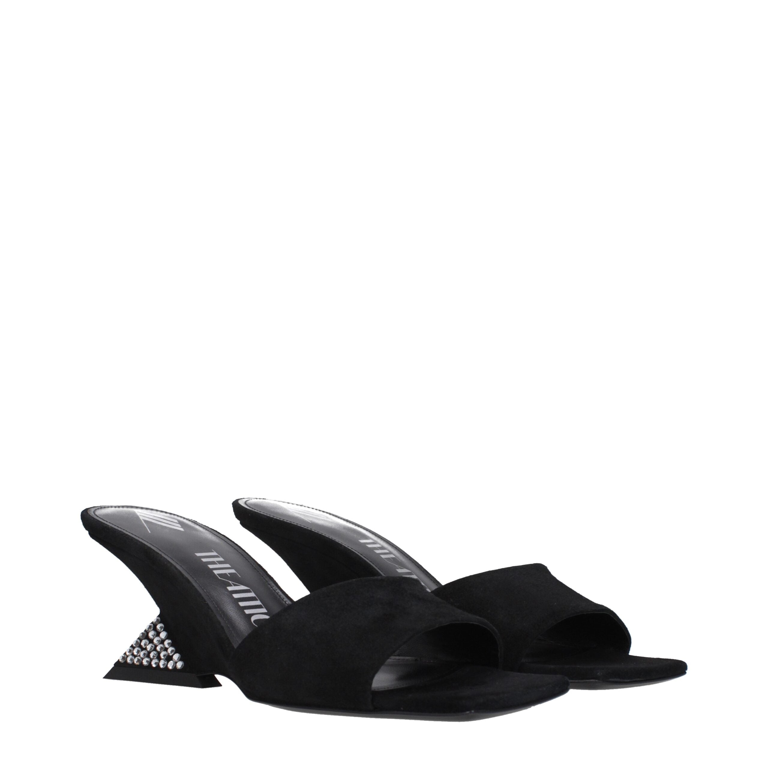 The Attico Black Leather Platform Sandals