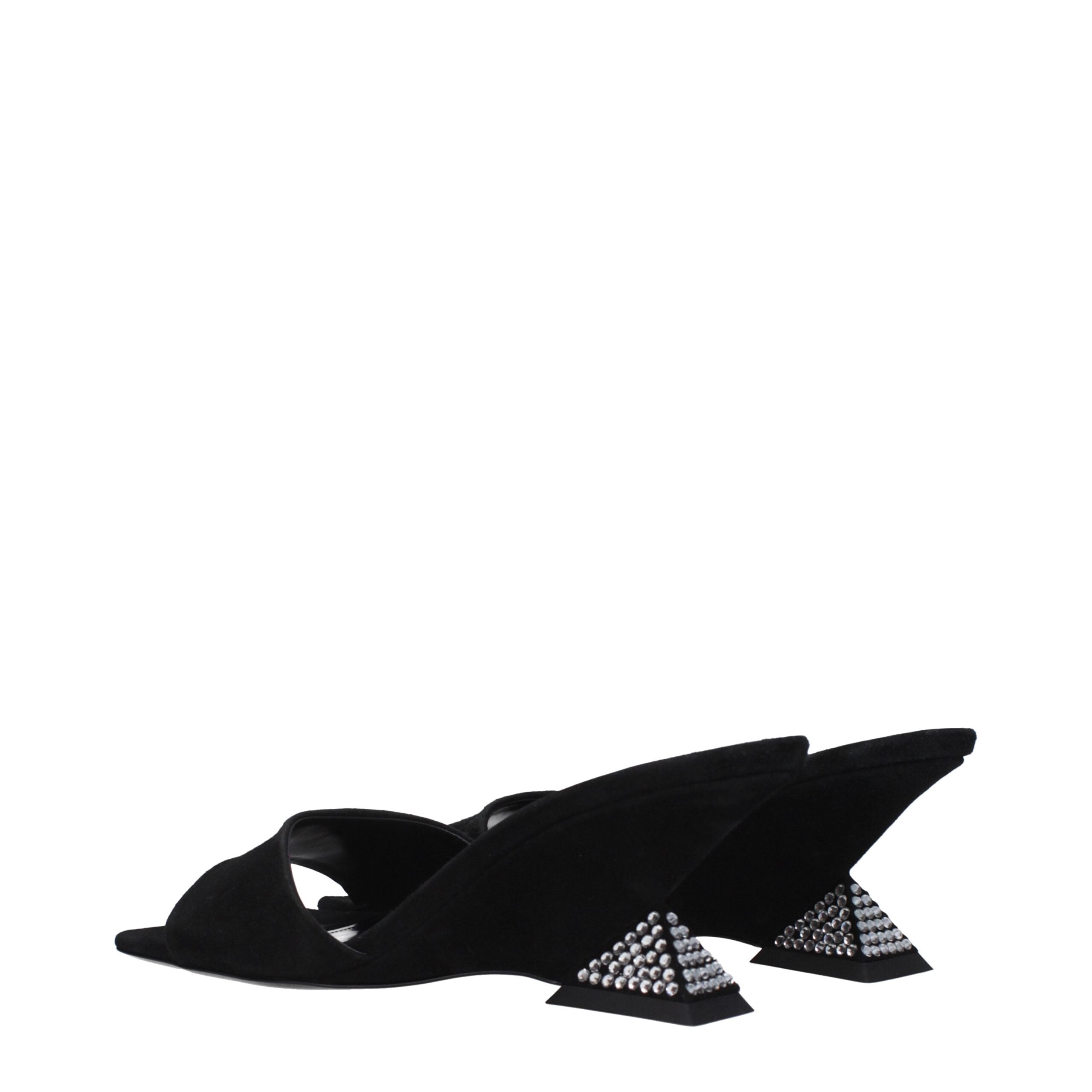 The Attico Black Leather Platform Sandals