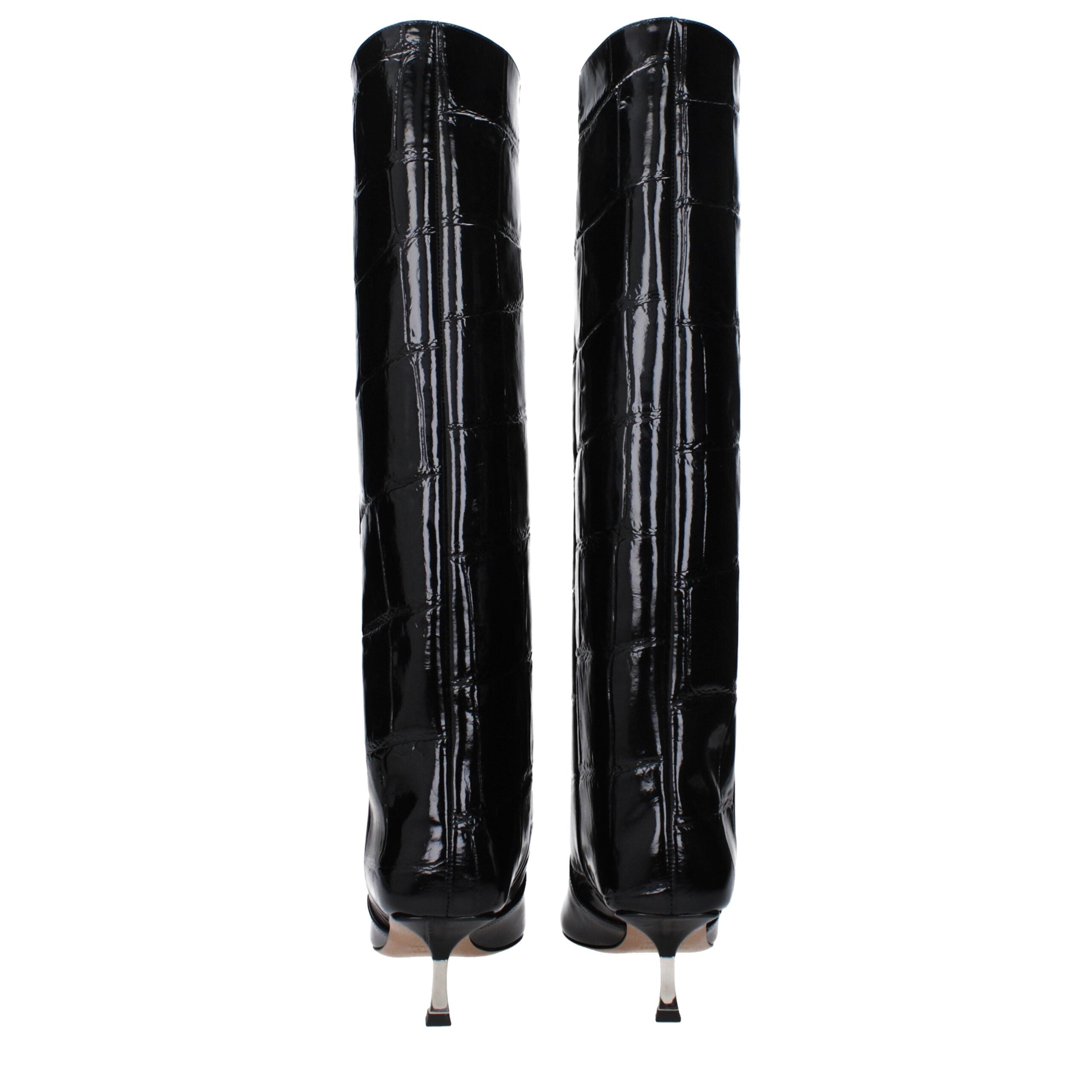 Paris Texas Black Leather High Heel Boots