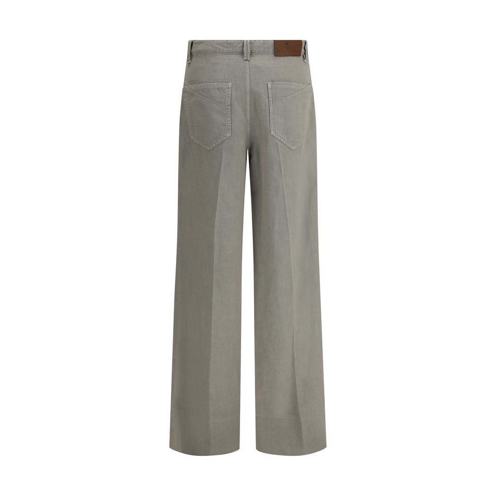 Brunello Cucinelli Bicolor Cotton Relaxed Fit Jeans
