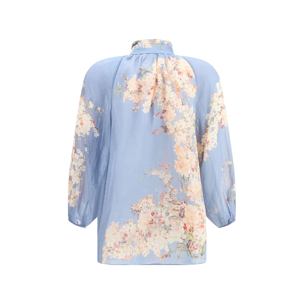 Zimmermann Light Blue Ramie Blouse