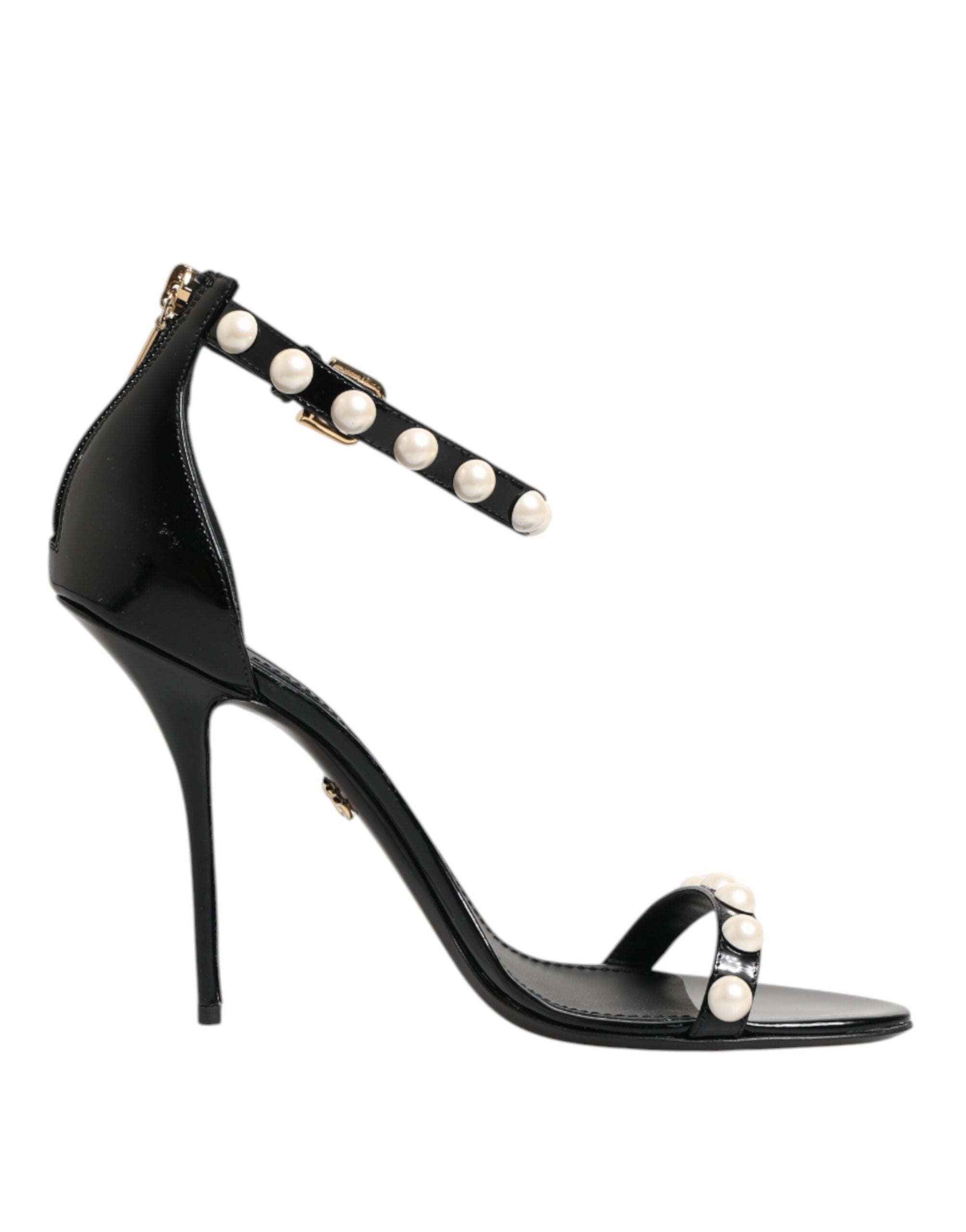 Dolce & Gabbana Black KEIRA Pearl Embellished Sandals Shoes