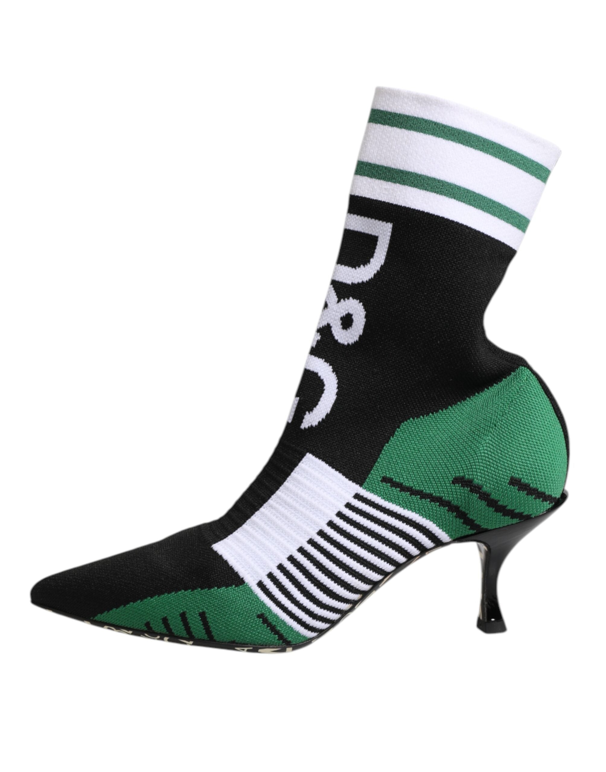 Dolce & Gabbana Green Stretch Sock Style Ankle Boots Shoes