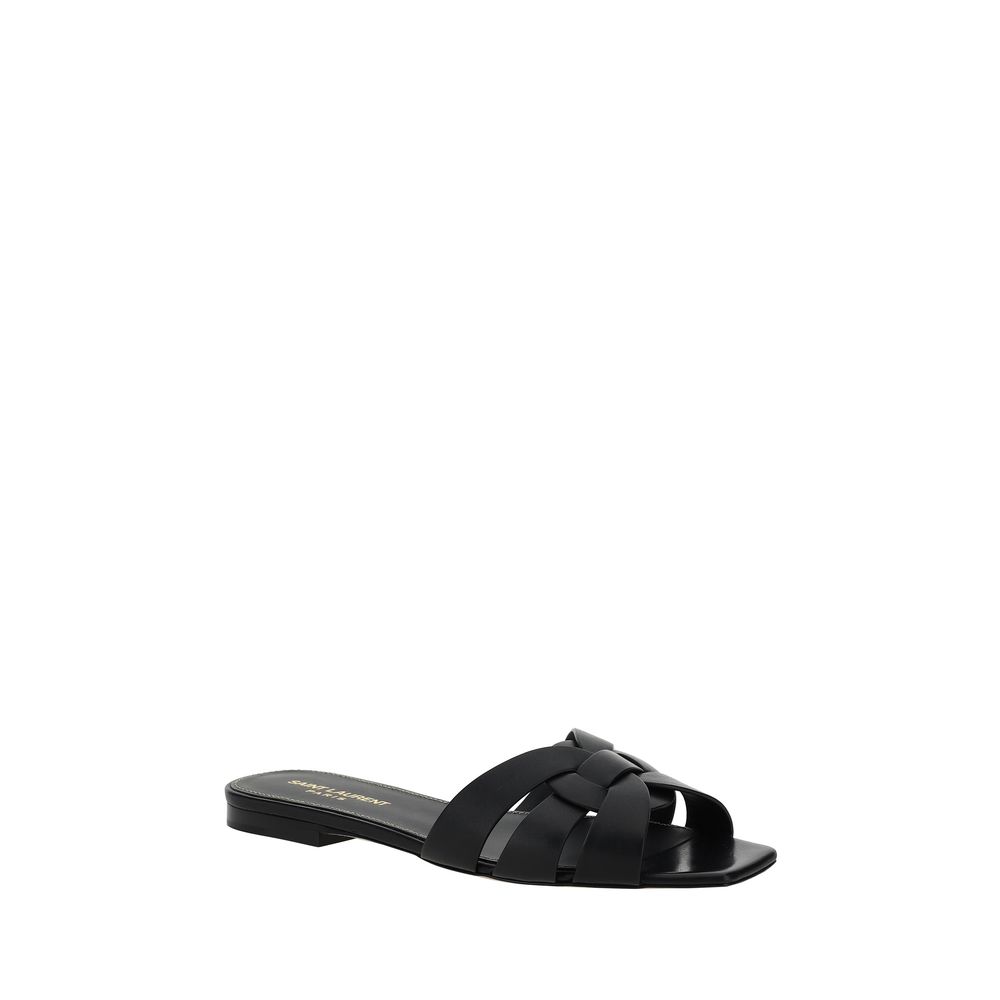 Saint Laurent Black Calf Leather Bos Taurus Sandals
